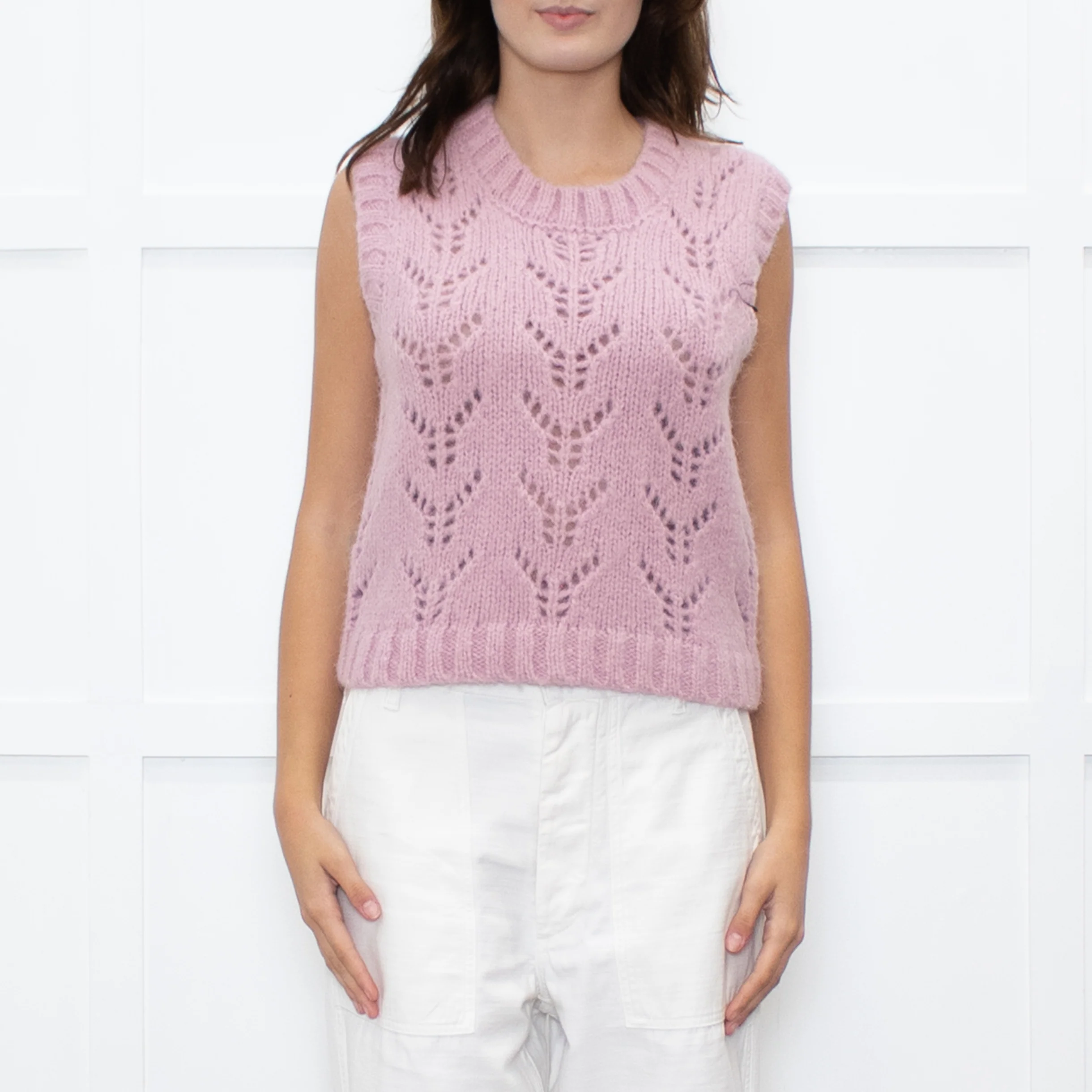Wyse Dusty Pink Alpaca Knit Tank Top - Image 2