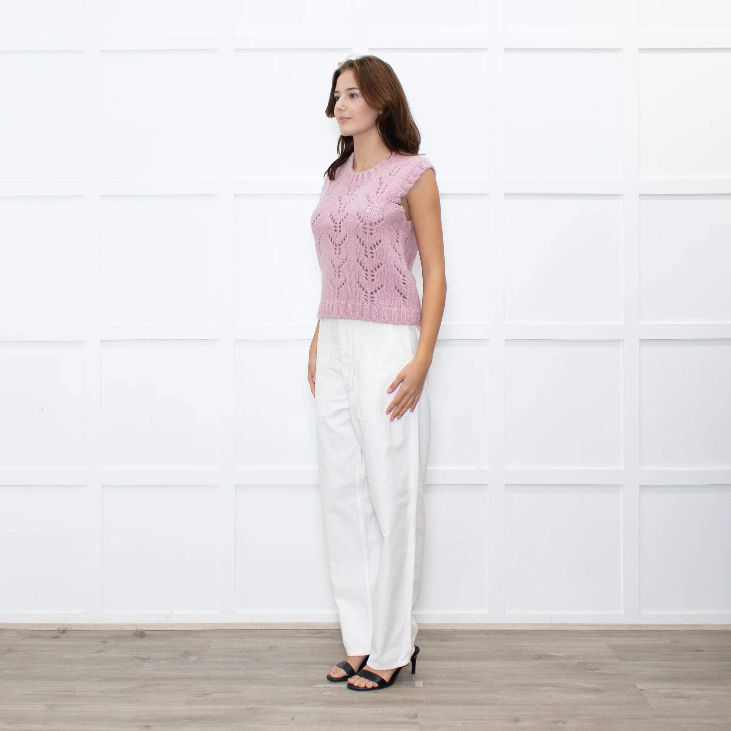 Wyse Dusty Pink Alpaca Knit Tank Top - Image 3