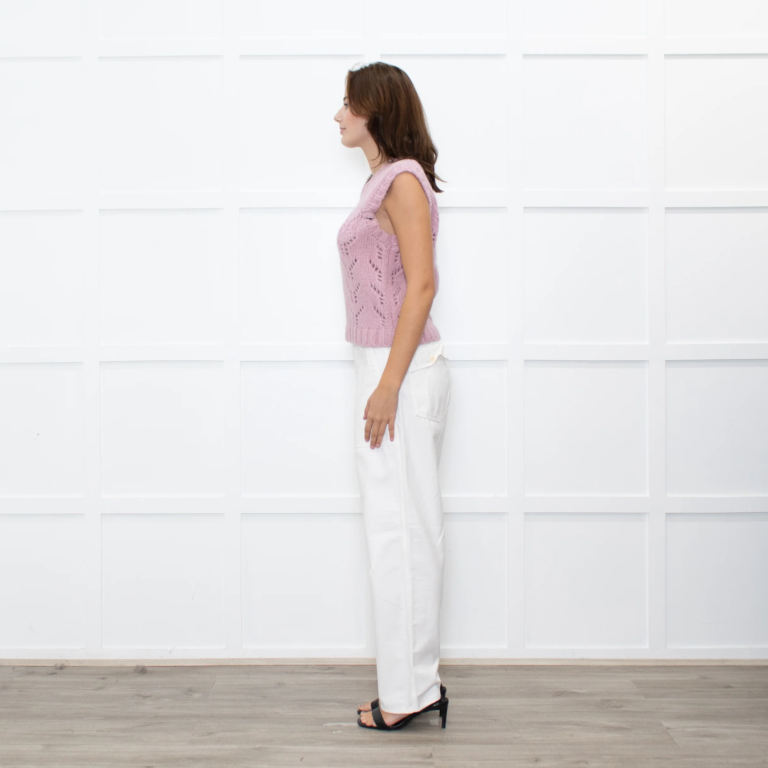 Wyse Dusty Pink Alpaca Knit Tank Top - Image 4
