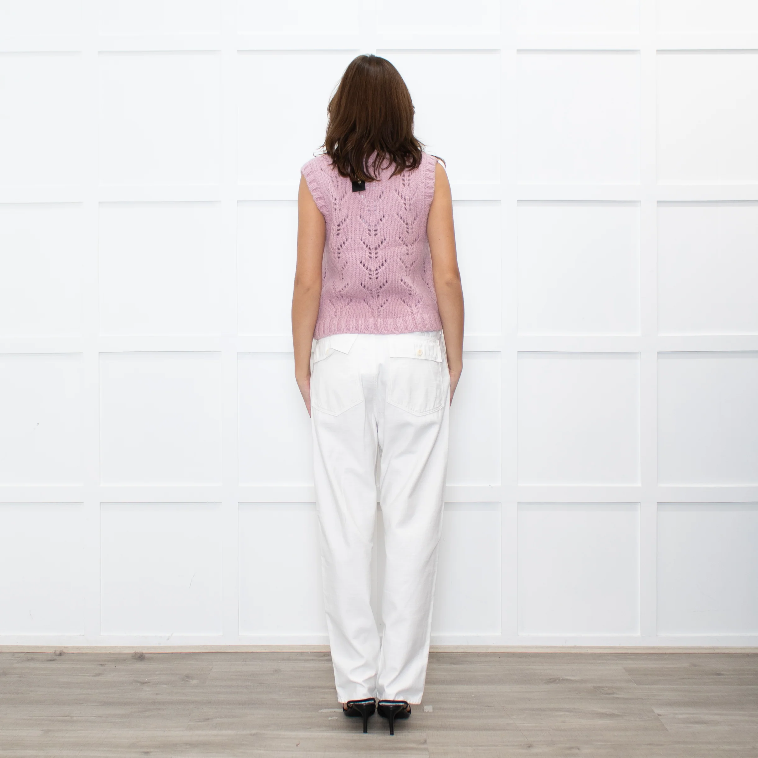 Wyse Dusty Pink Alpaca Knit Tank Top - Image 5