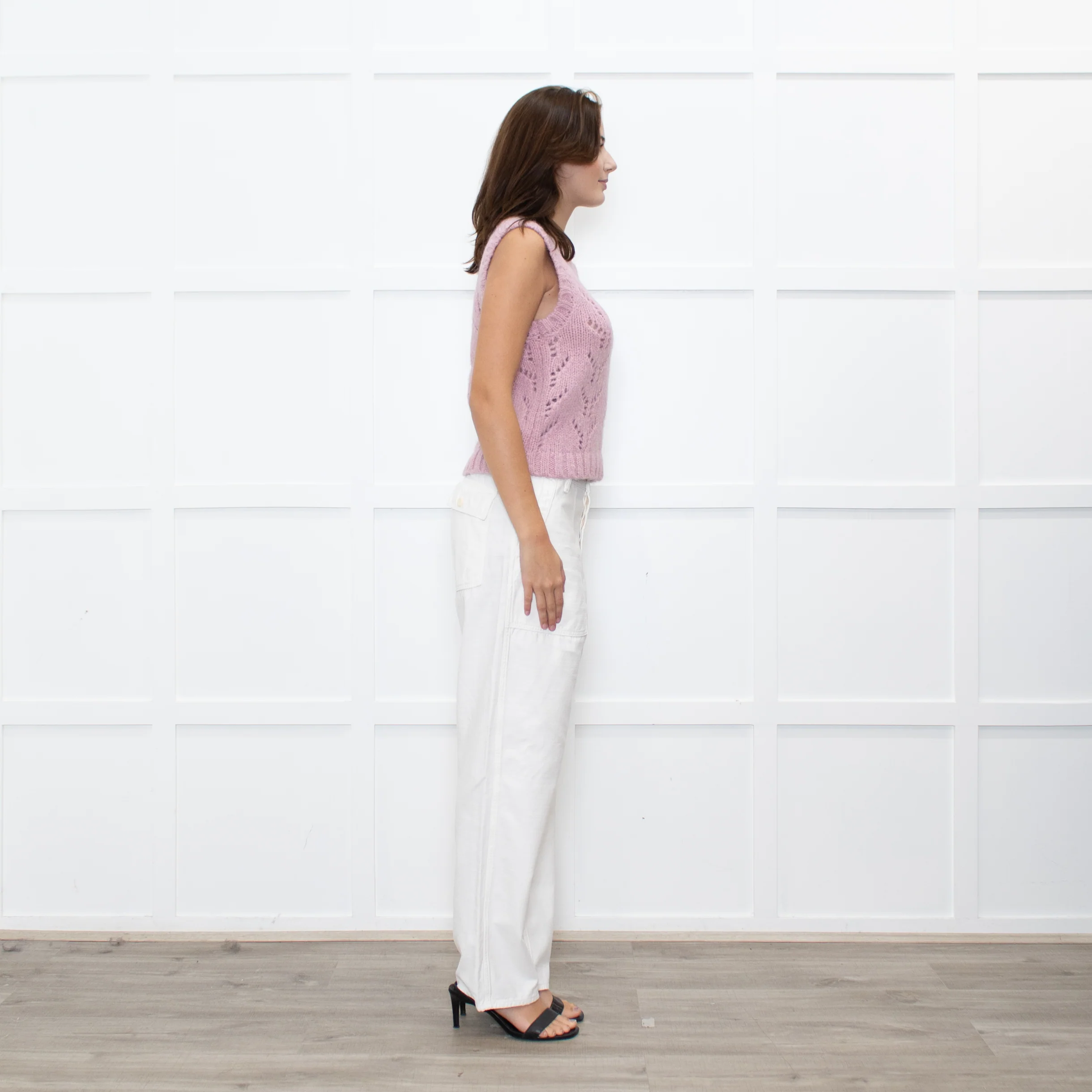 Wyse Dusty Pink Alpaca Knit Tank Top - Image 6