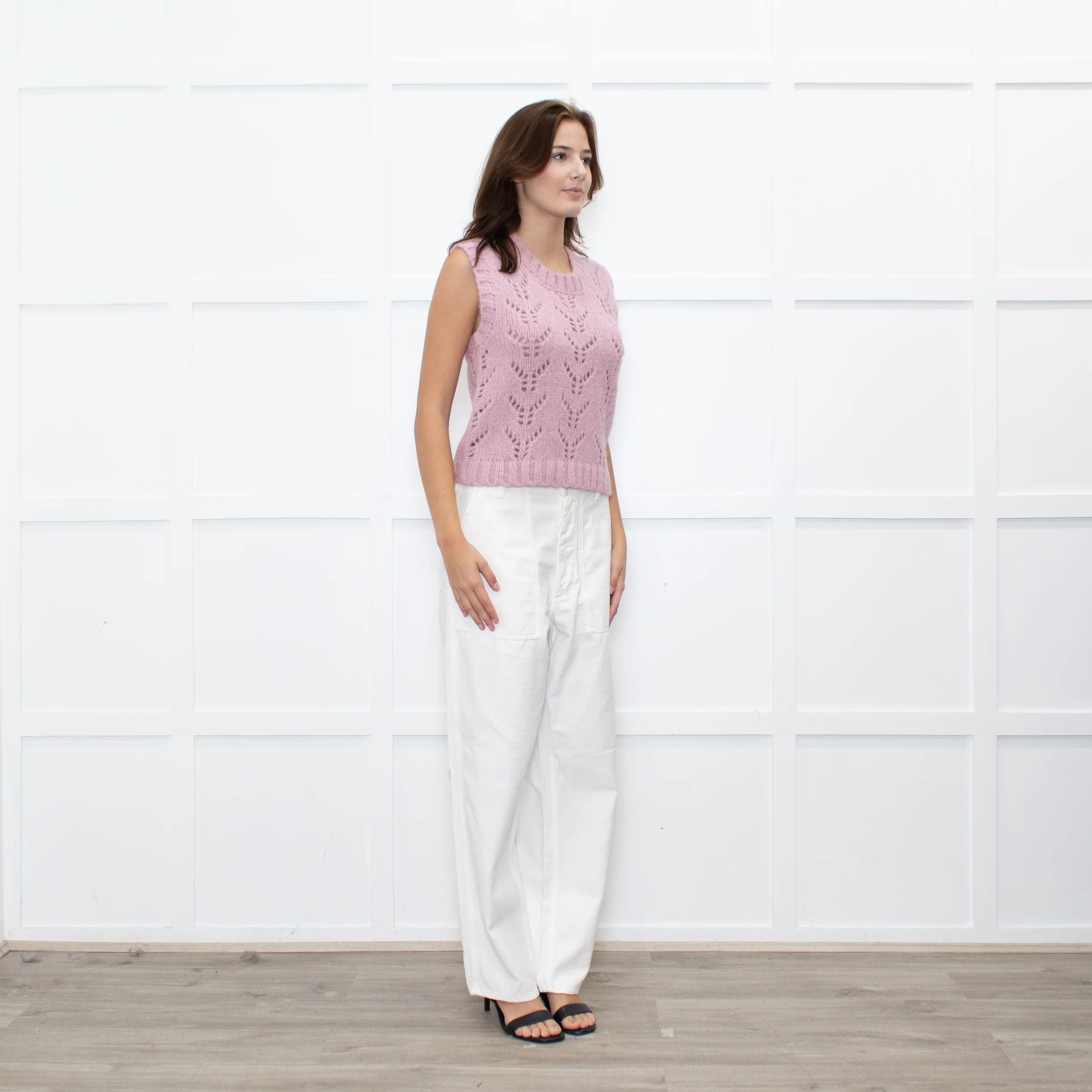 Wyse Dusty Pink Alpaca Knit Tank Top - Image 7