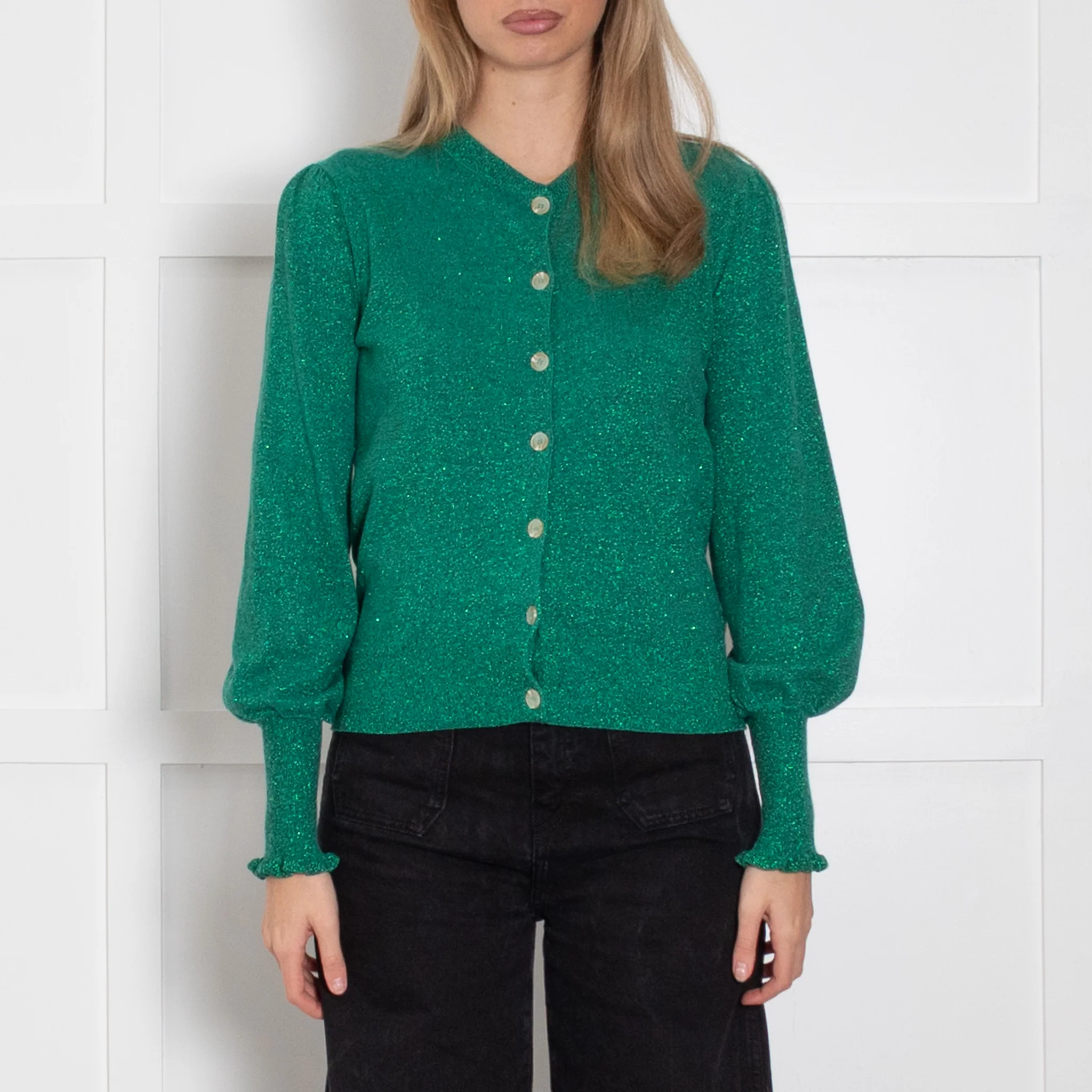 Wyse Green Shimmery Cardigan - Image 2