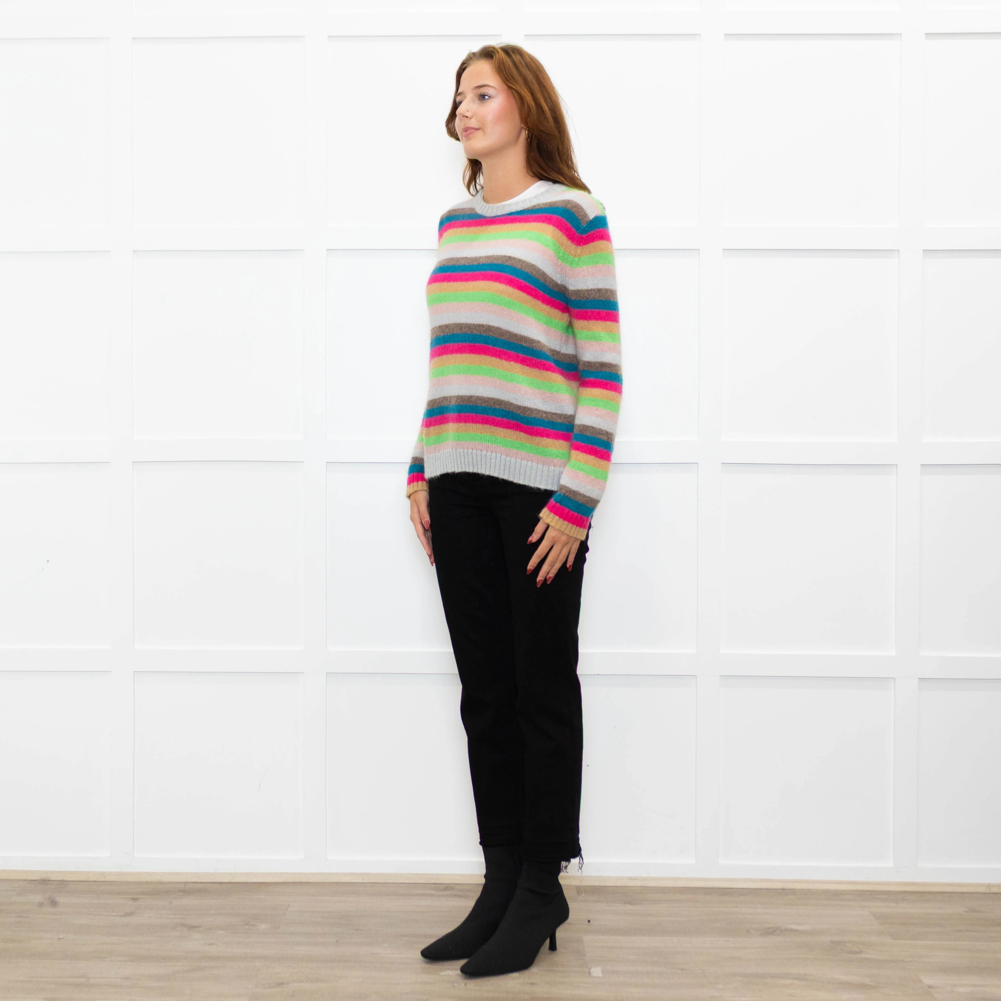 Wyse Multi Stripe Mohair Wool Blend Jumper - Image 3