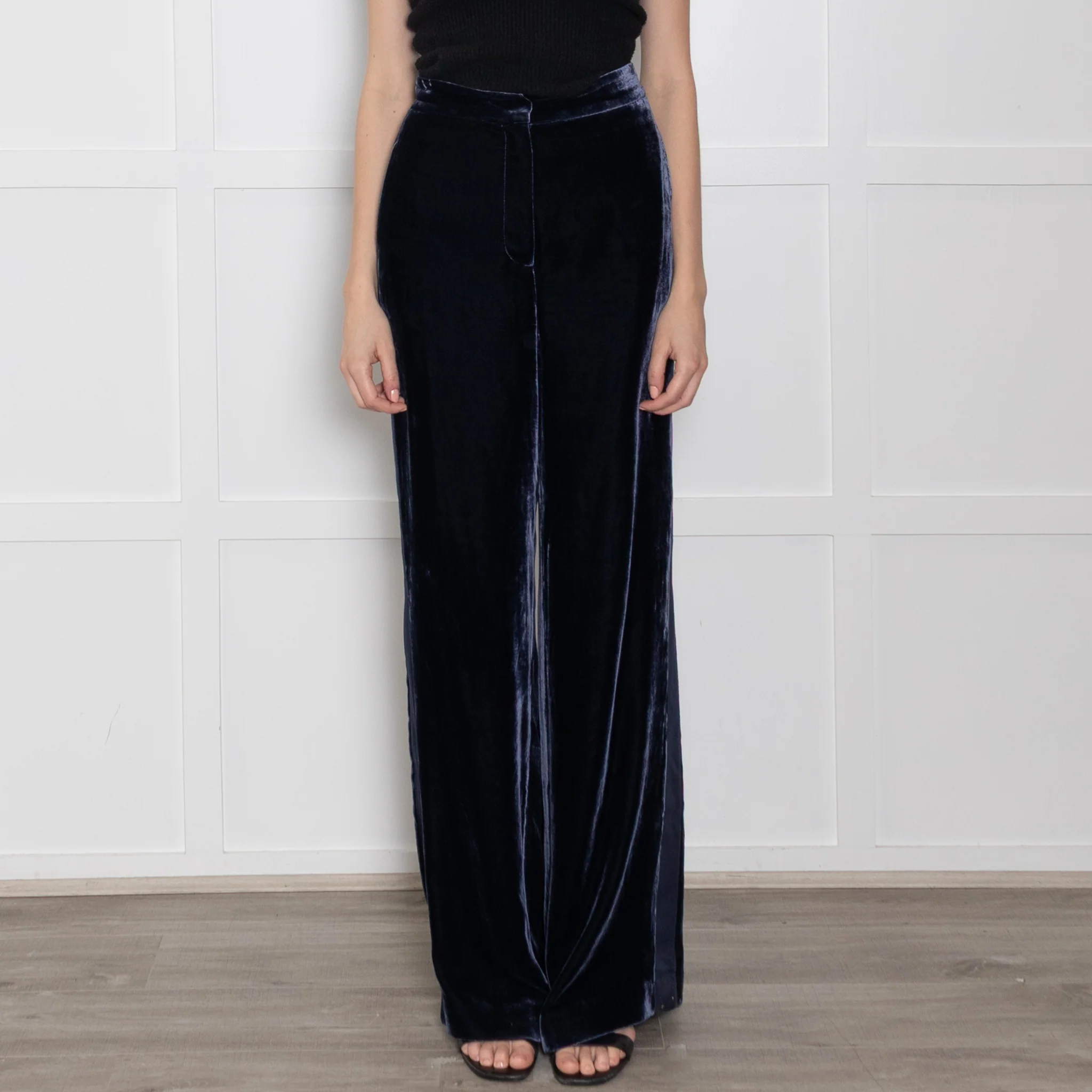 Wyse Navy Velvet Trousers - Image 2