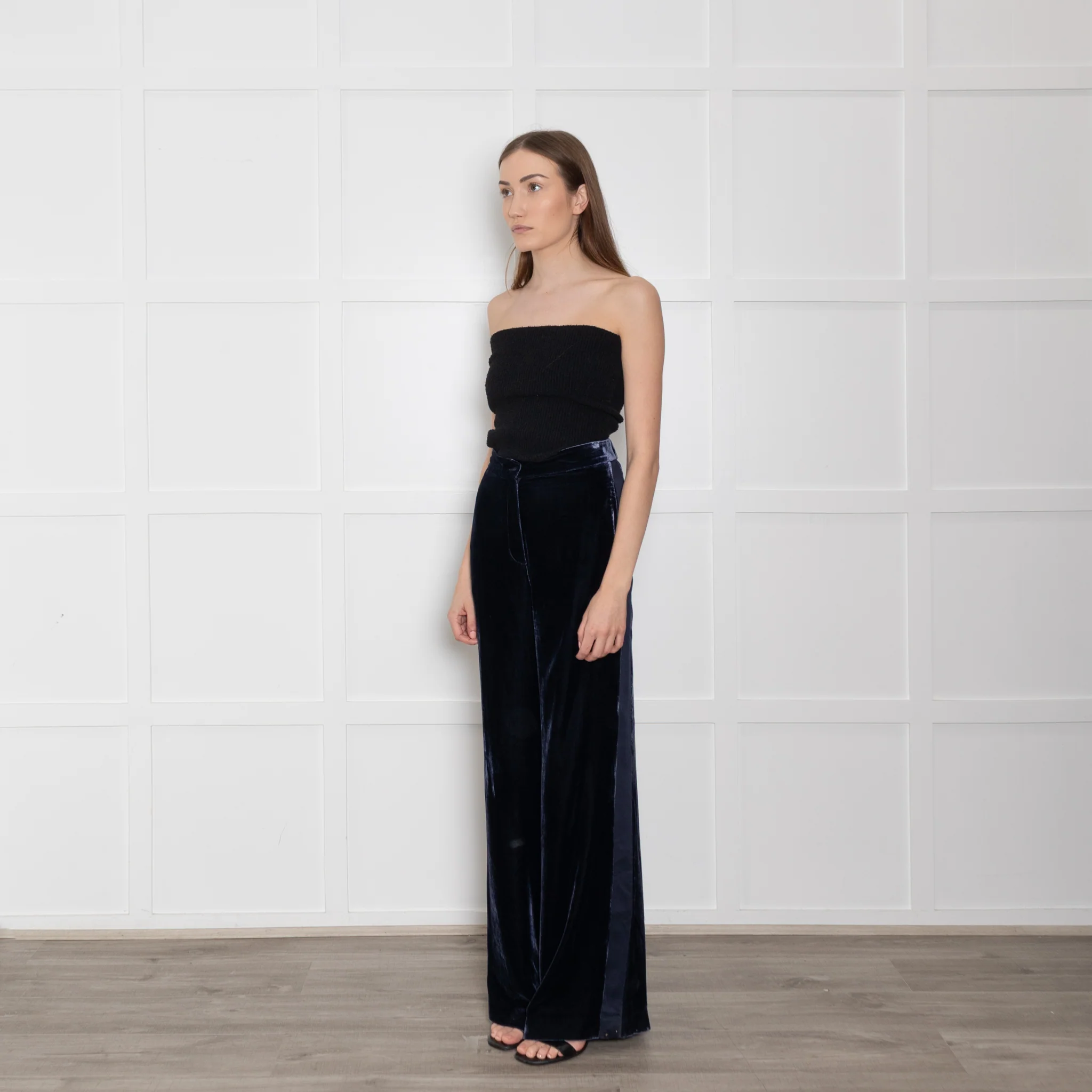 Wyse Navy Velvet Trousers - Image 4