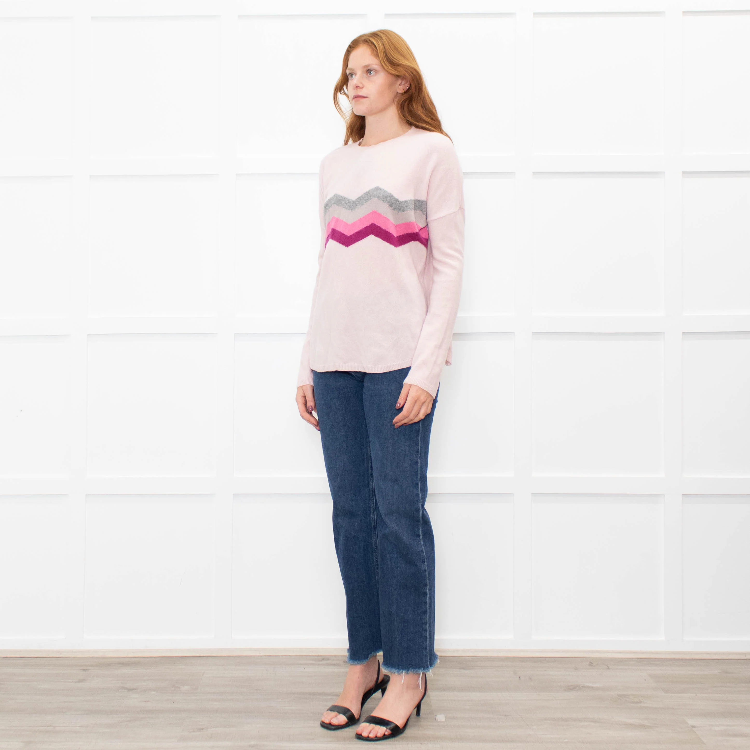 Wyse Pale Pink Grey Cashmere Sweater - Image 3