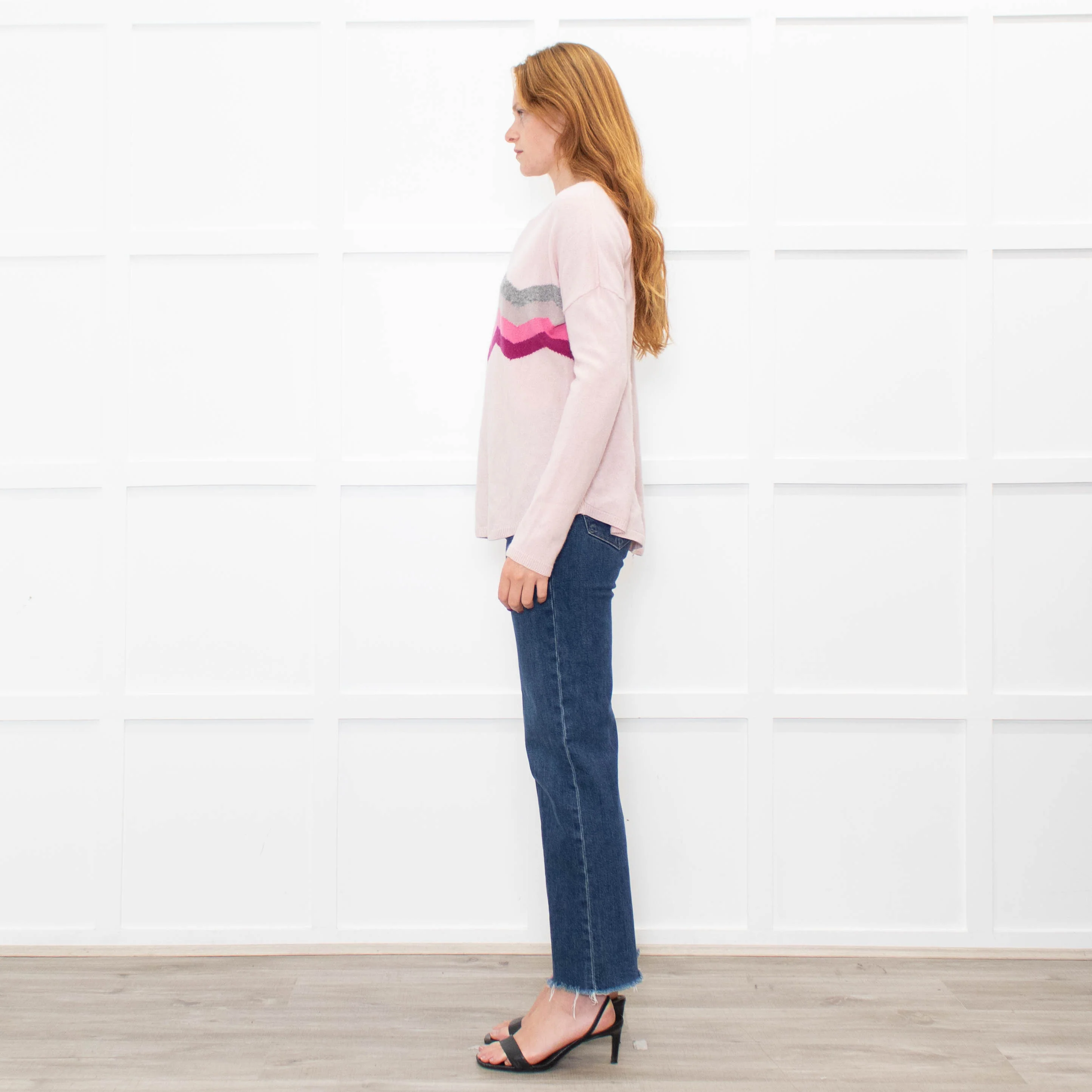 Wyse Pale Pink Grey Cashmere Sweater - Image 4