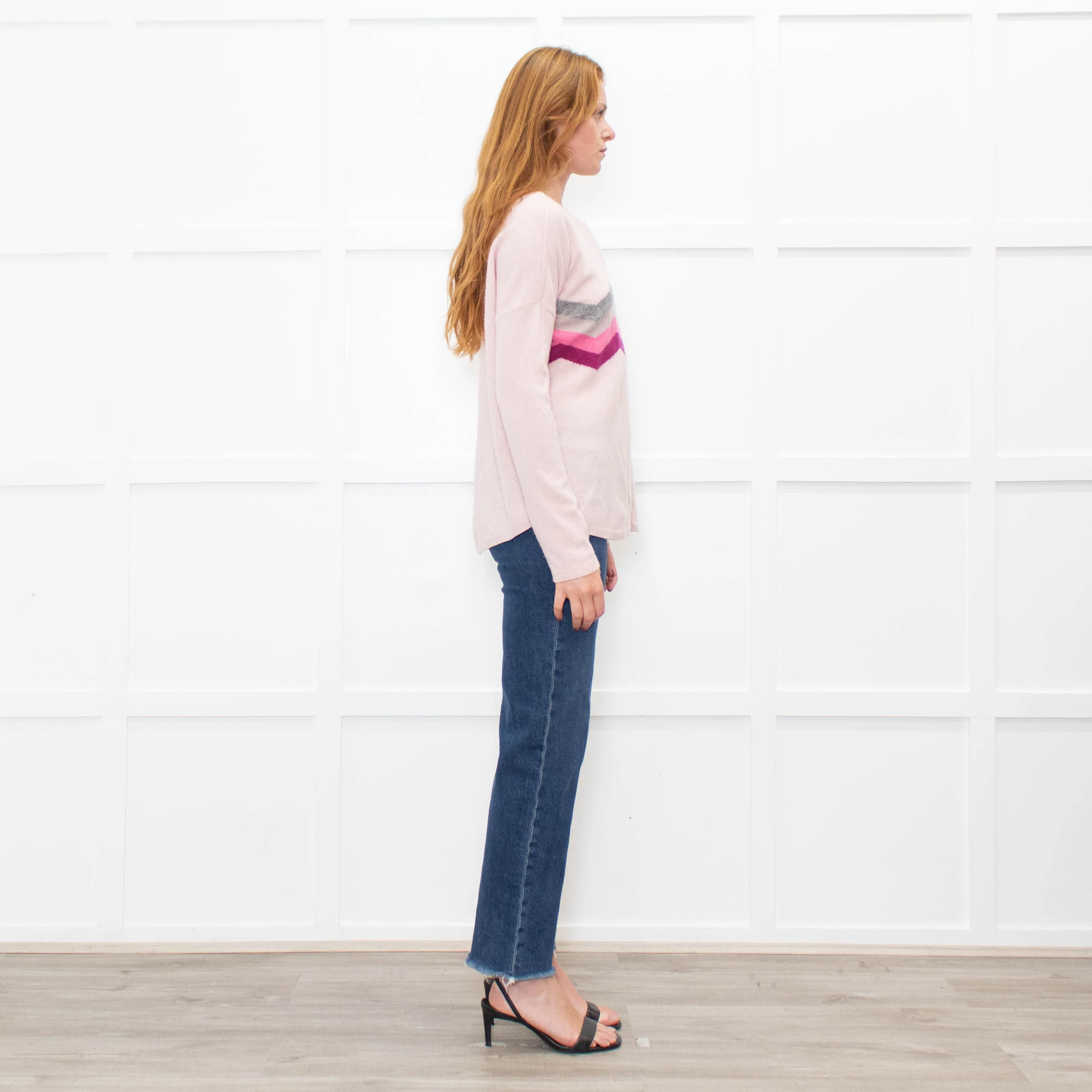 Wyse Pale Pink Grey Cashmere Sweater - Image 6