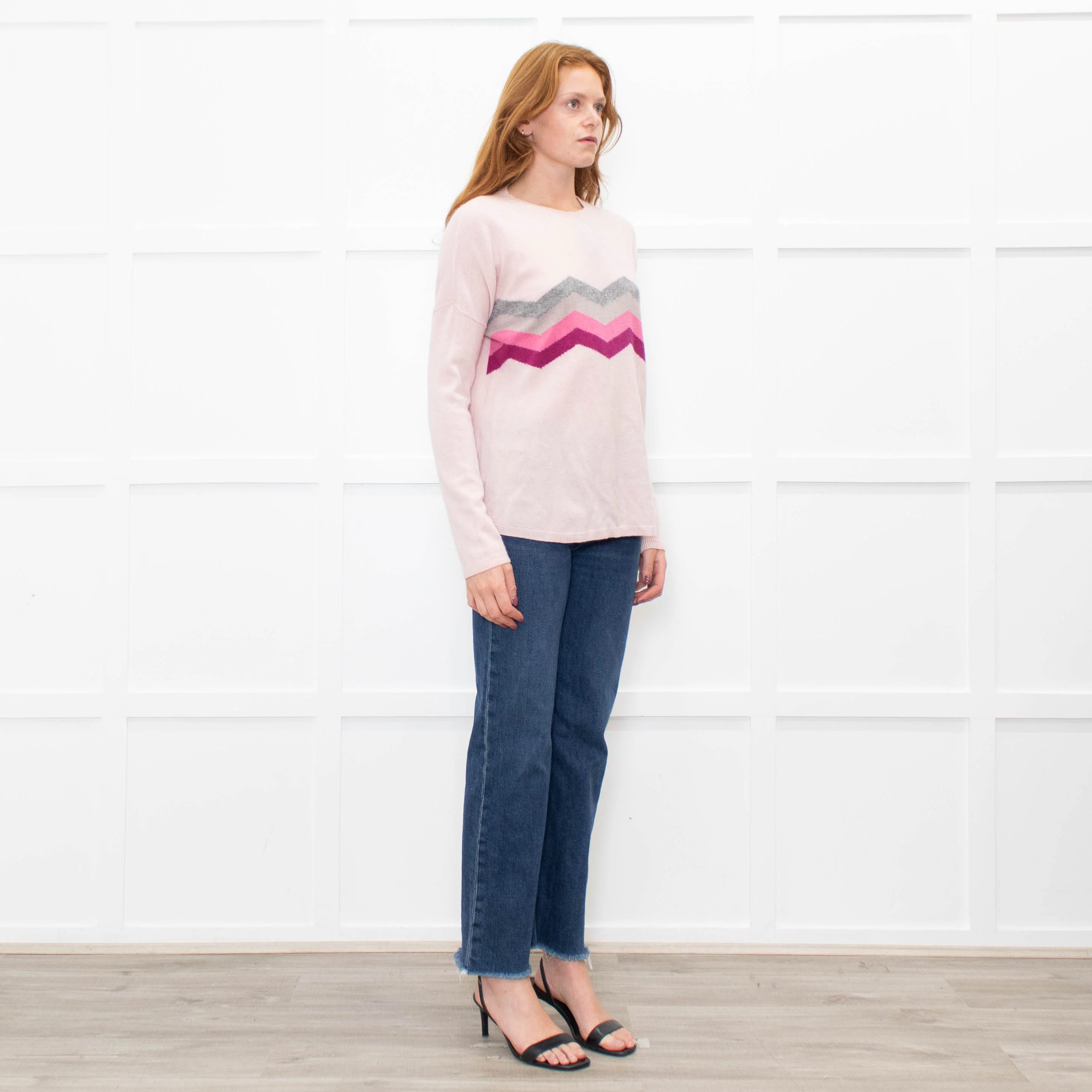 Wyse Pale Pink Grey Cashmere Sweater - Image 7