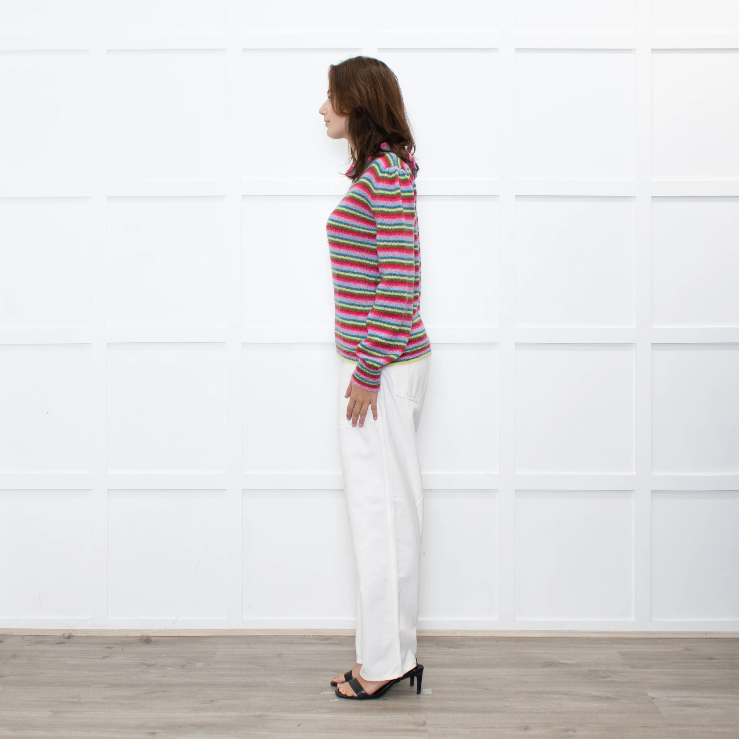 Wyse Pink Red Blue Striped Mohair Sweater - Image 4