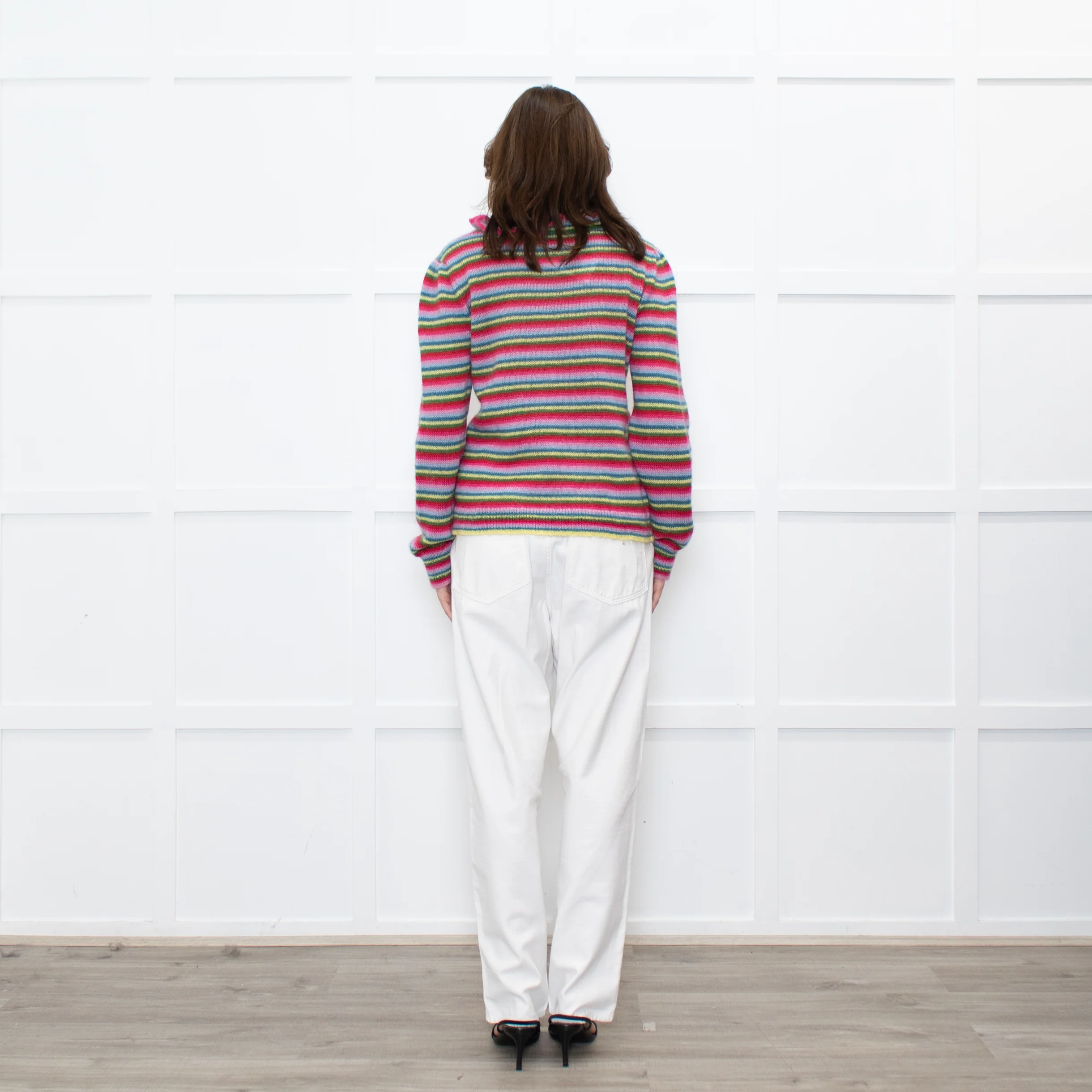 Wyse Pink Red Blue Striped Mohair Sweater - Image 5