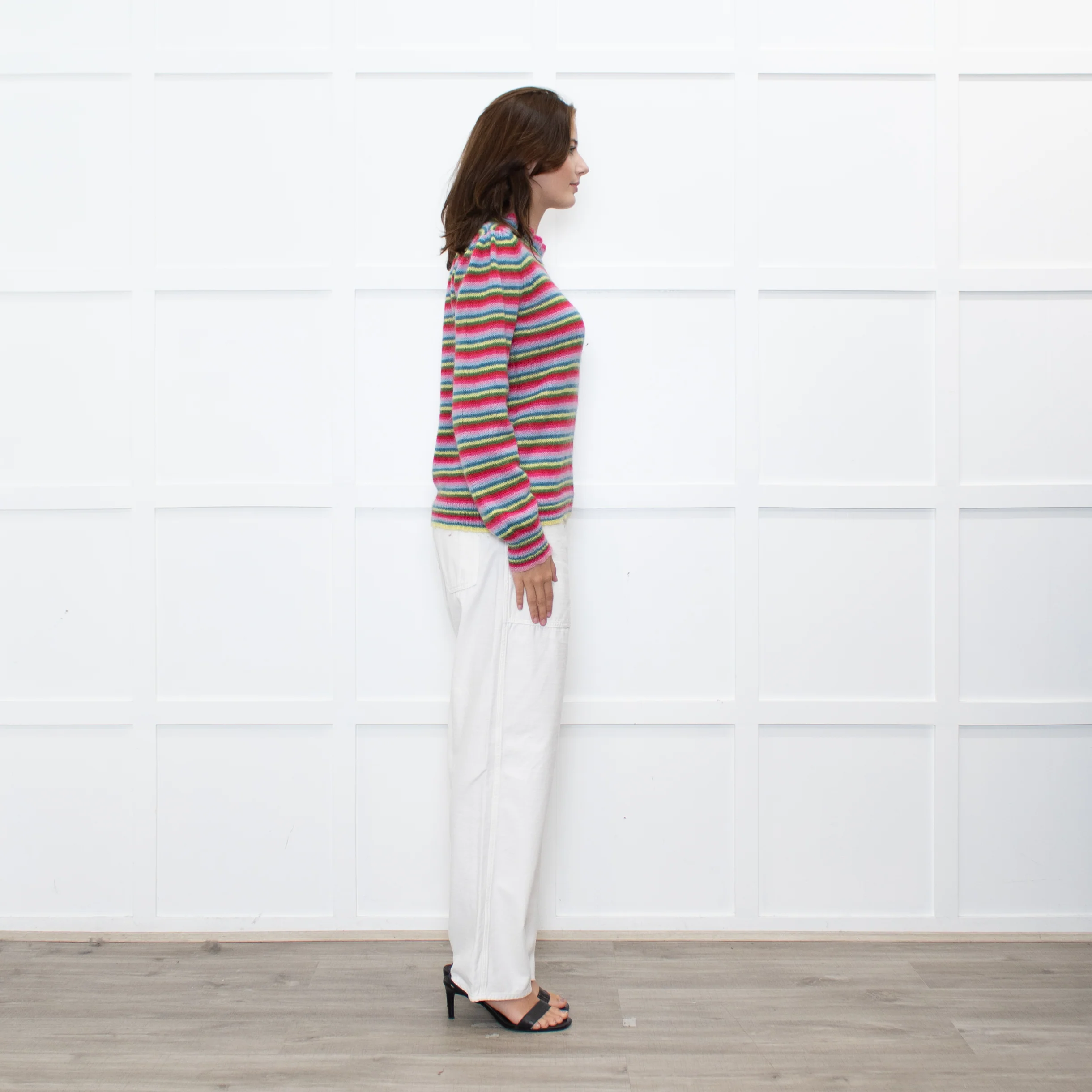 Wyse Pink Red Blue Striped Mohair Sweater - Image 6