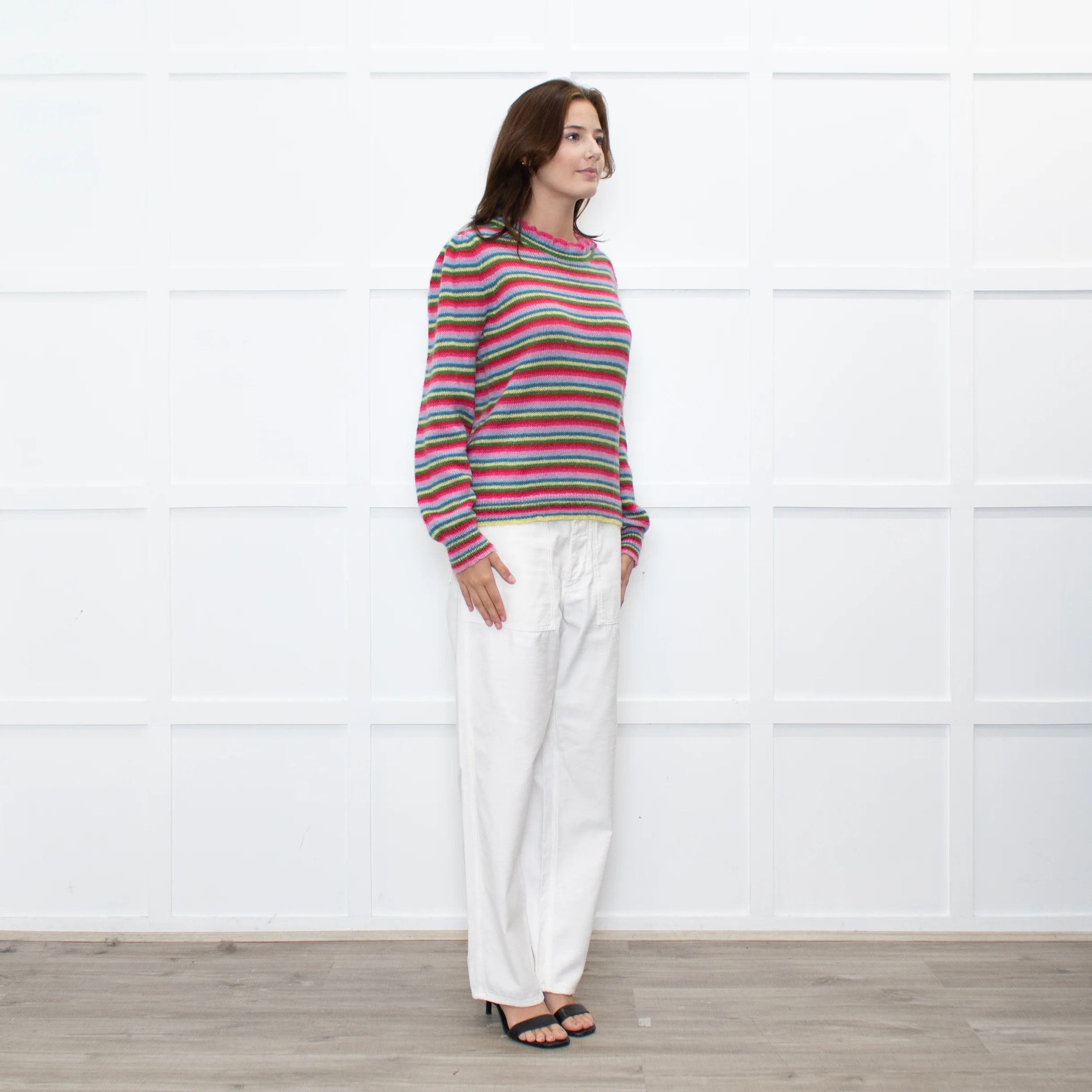 Wyse Pink Red Blue Striped Mohair Sweater - Image 7