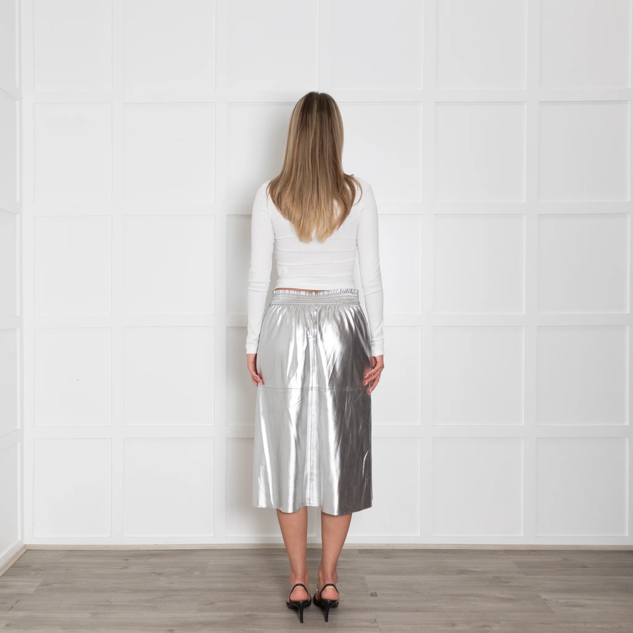 Wyse Silver Faux Leather Skirt - Image 5