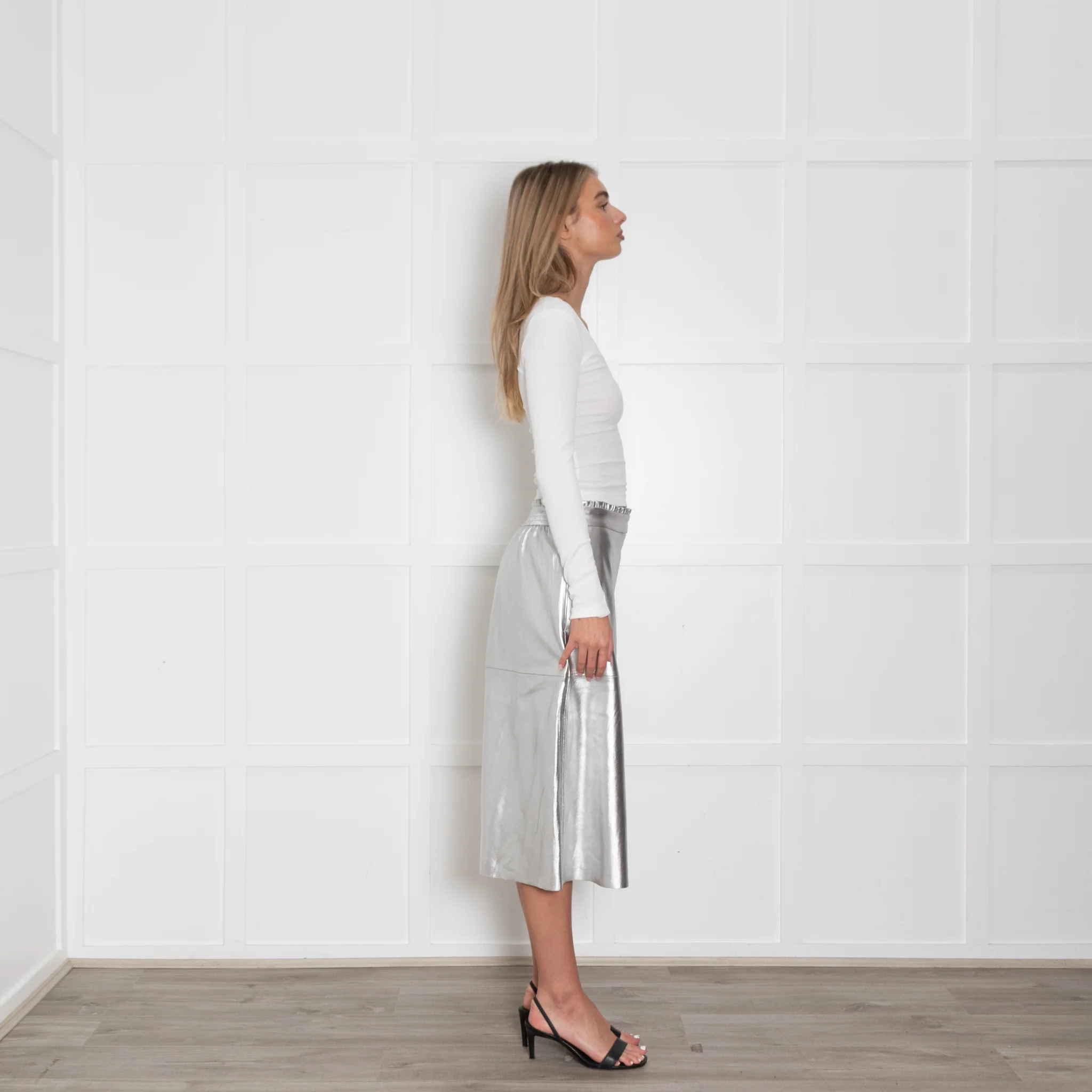 Wyse Silver Faux Leather Skirt - Image 6