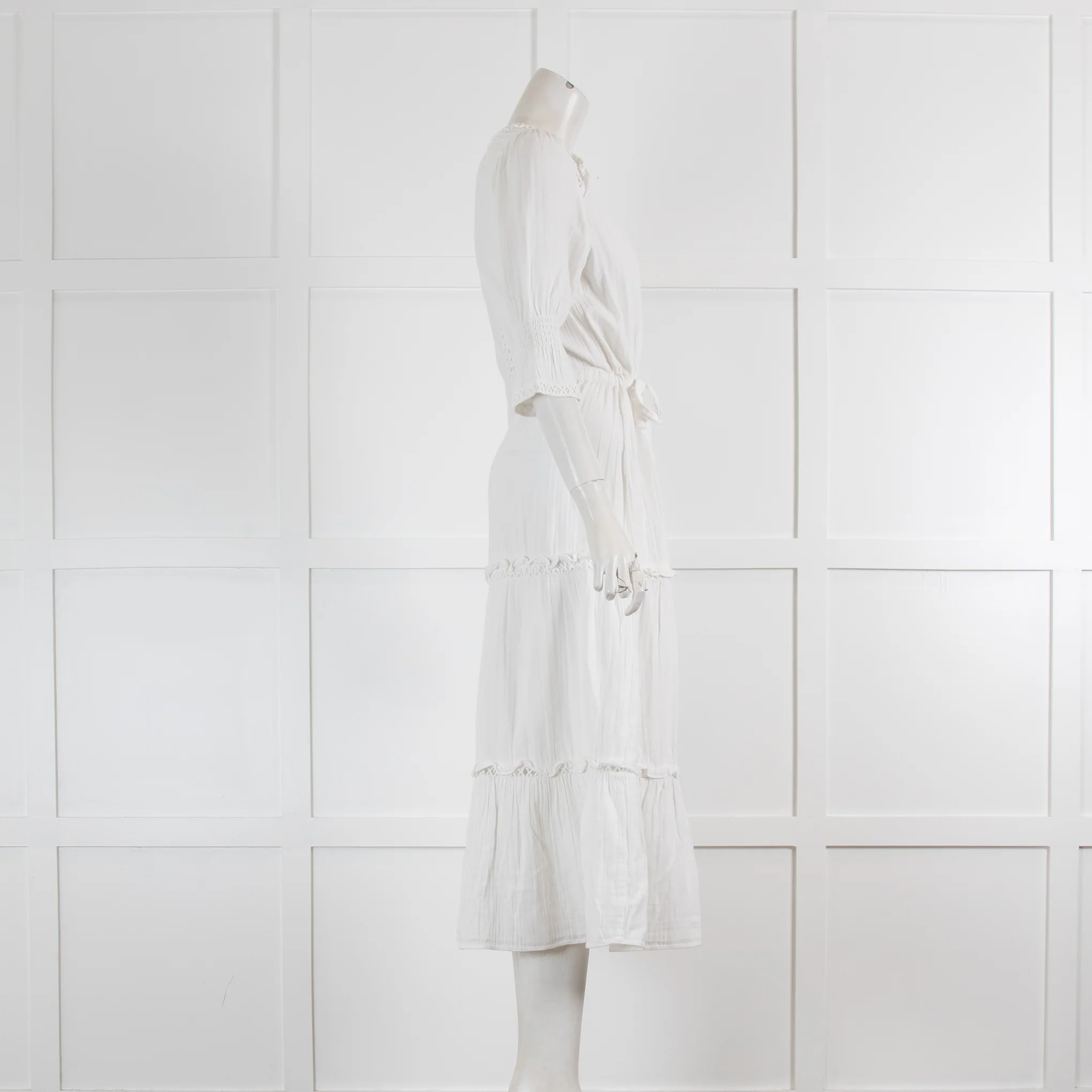 Wyse White Cheese Cloth Midi Summer Dress - Image 2