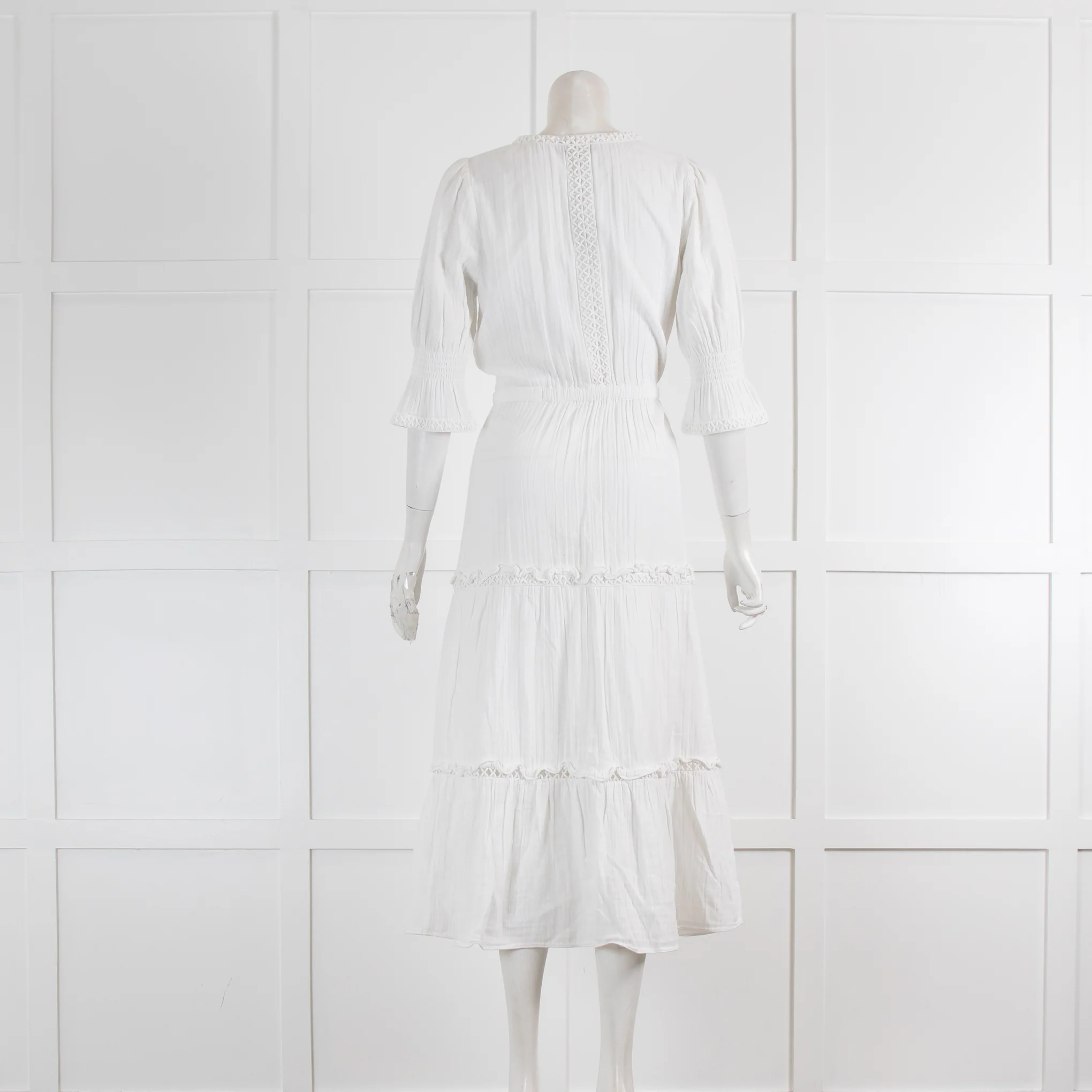 Wyse White Cheese Cloth Midi Summer Dress - Image 3