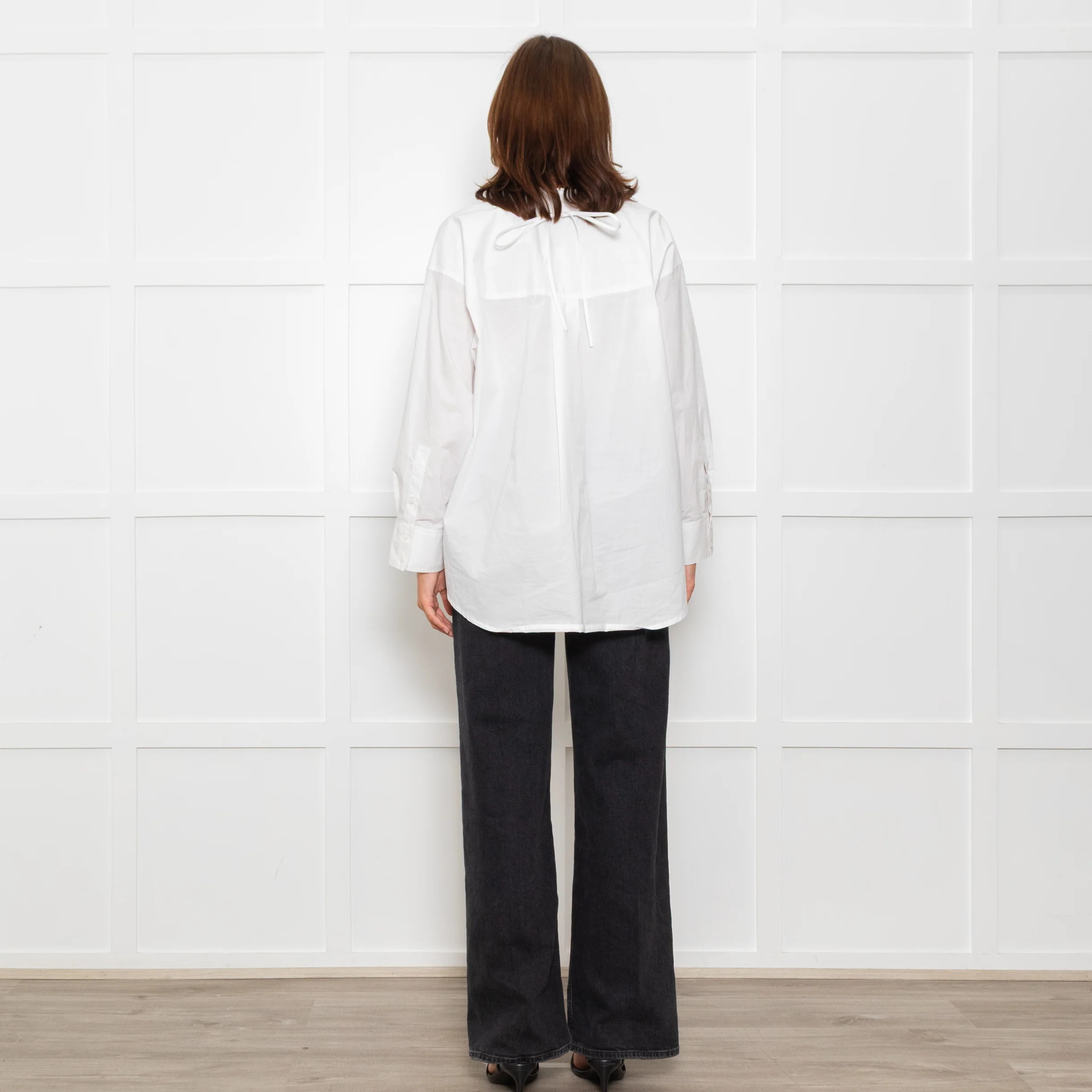 Wyse White Cotton Frill Trim Oversized Shirt - Image 5
