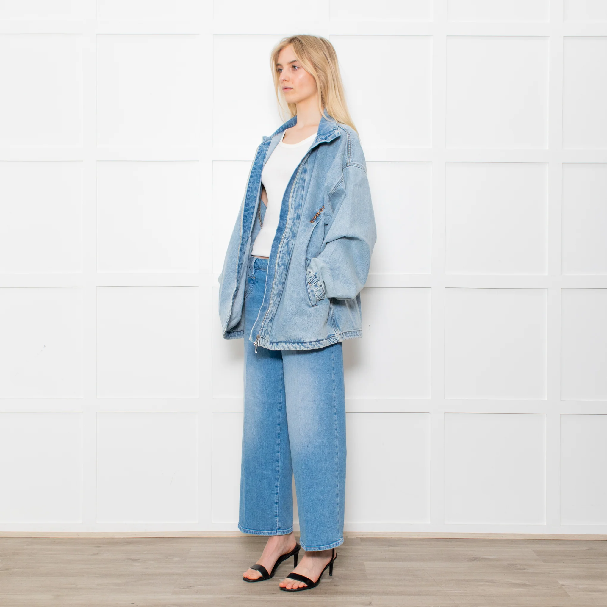 Y Project Pale Wash Denim Zip Up Jacket - Image 3