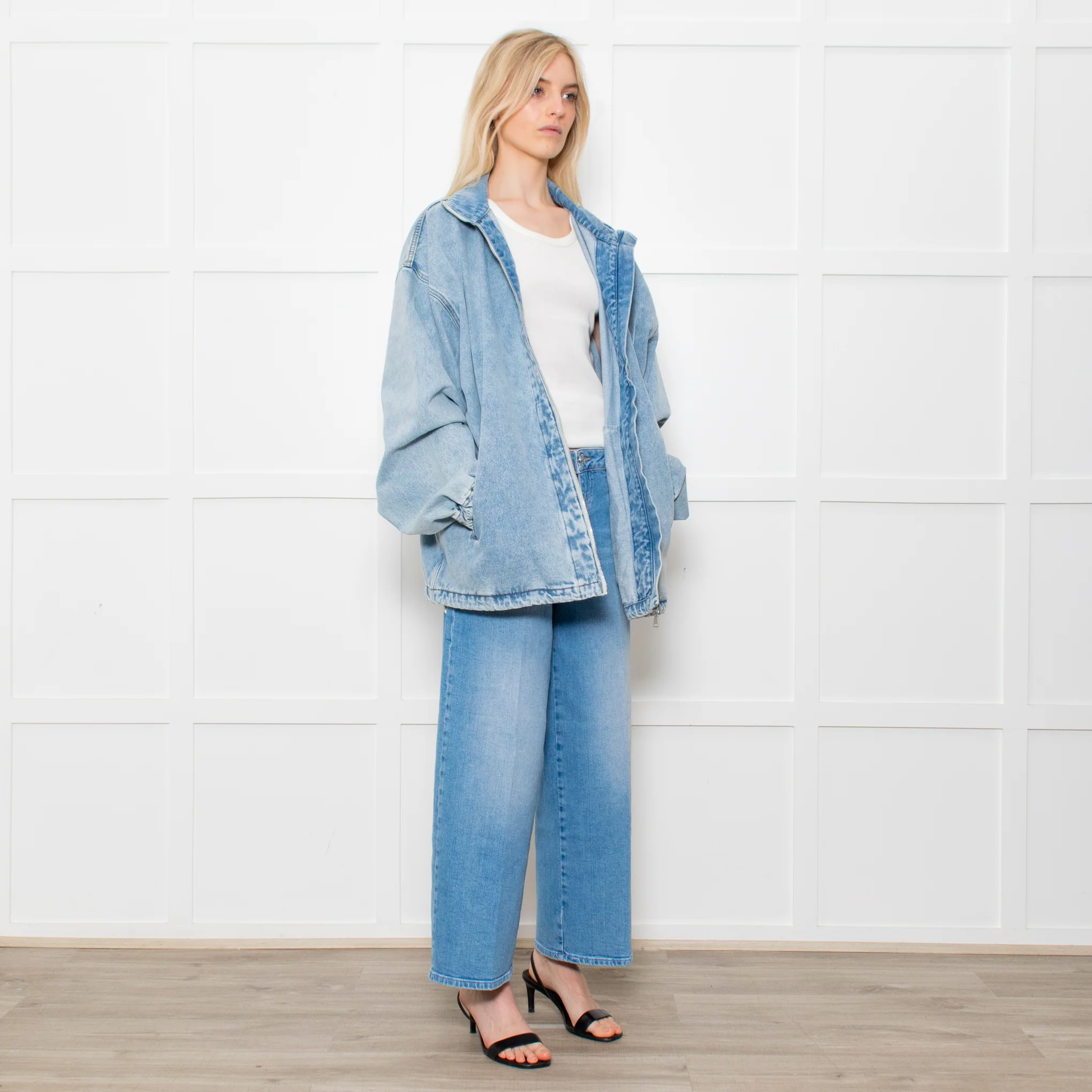 Y Project Pale Wash Denim Zip Up Jacket - Image 7