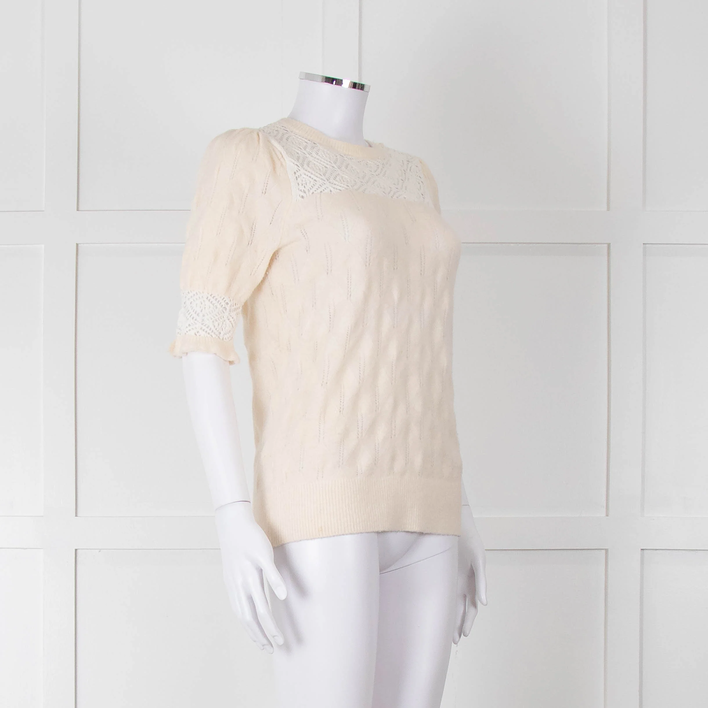YaYa Woman Cream Lace Yolk Shortsleeve Jumper - Image 2