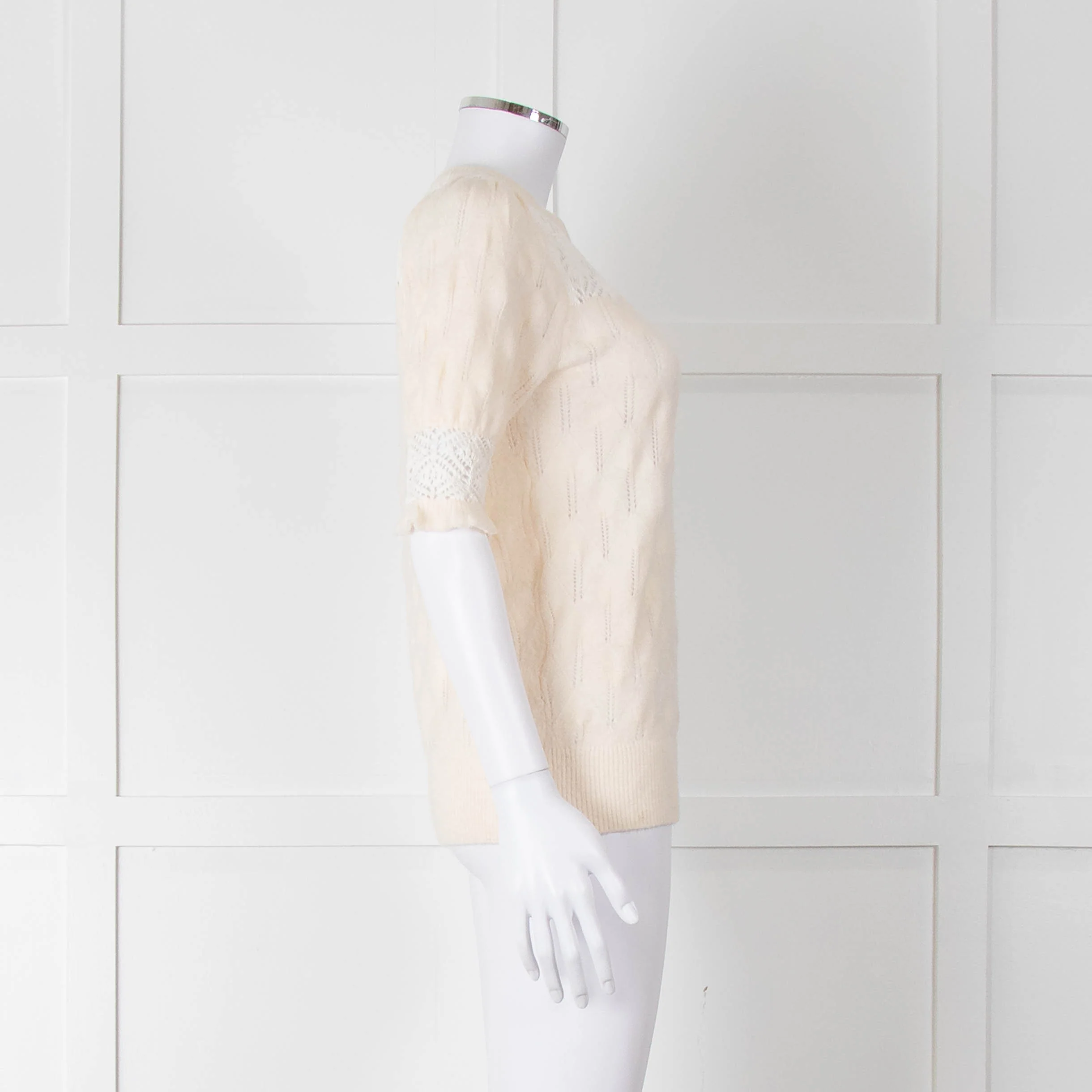 YaYa Woman Cream Lace Yolk Shortsleeve Jumper - Image 3