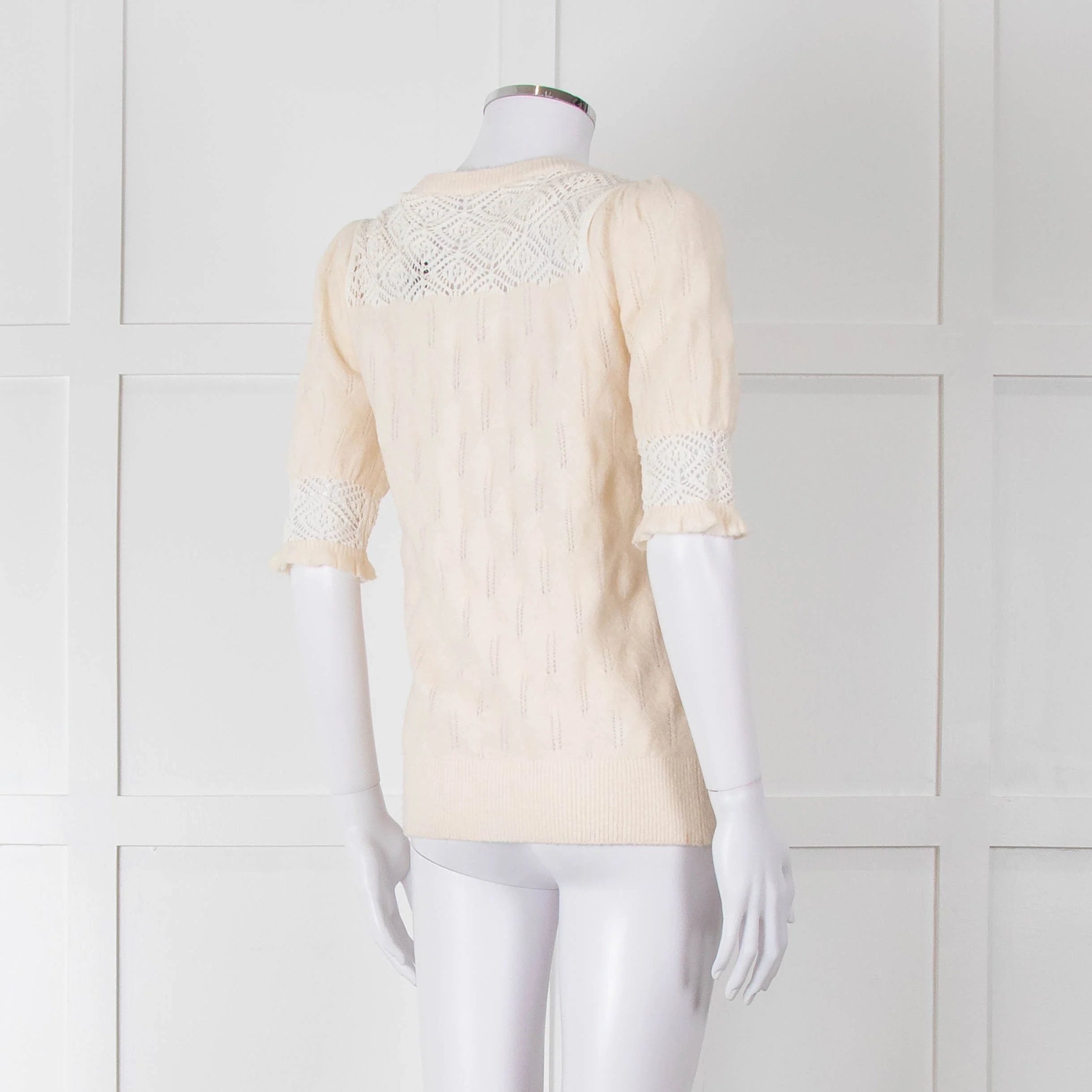 YaYa Woman Cream Lace Yolk Shortsleeve Jumper - Image 4