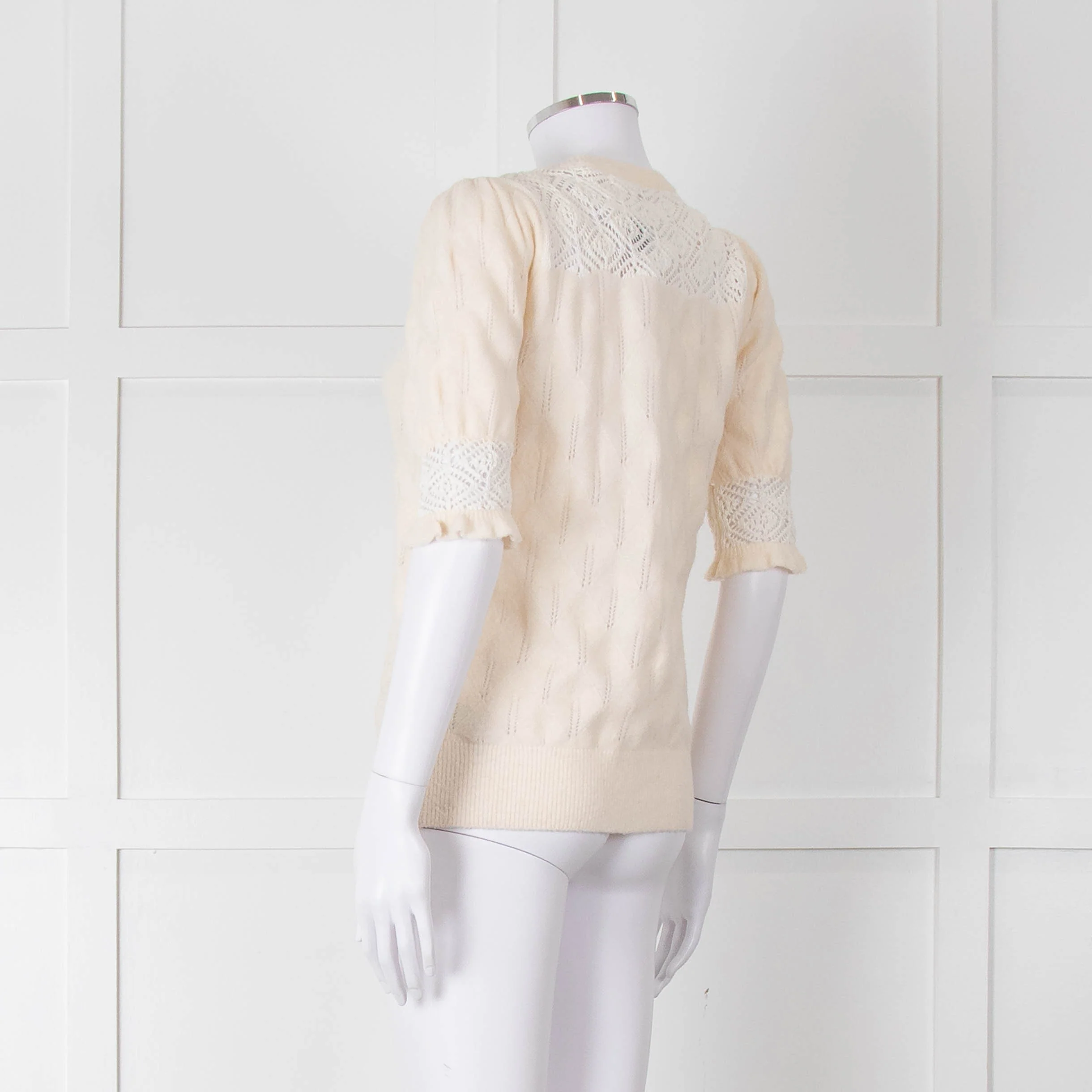 YaYa Woman Cream Lace Yolk Shortsleeve Jumper - Image 6