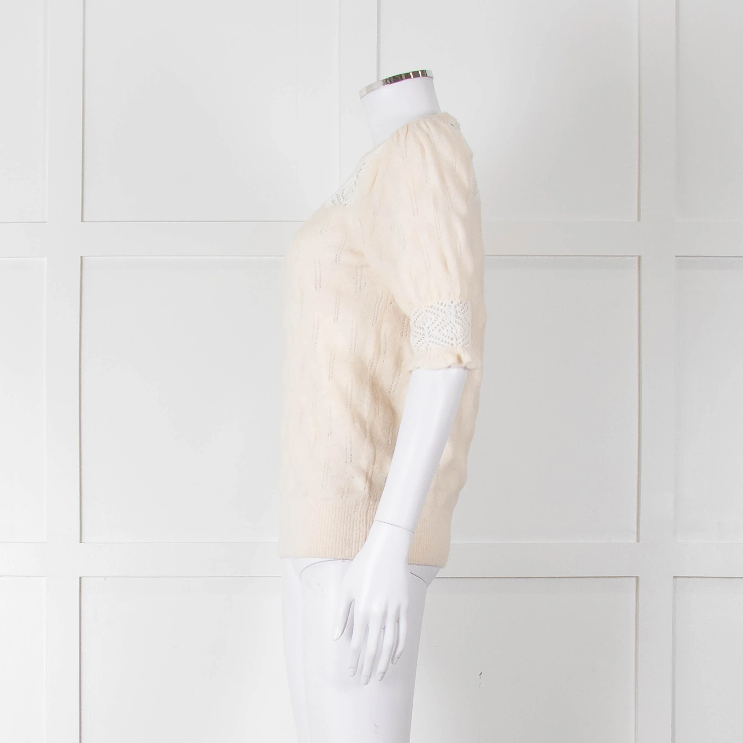 YaYa Woman Cream Lace Yolk Shortsleeve Jumper - Image 7