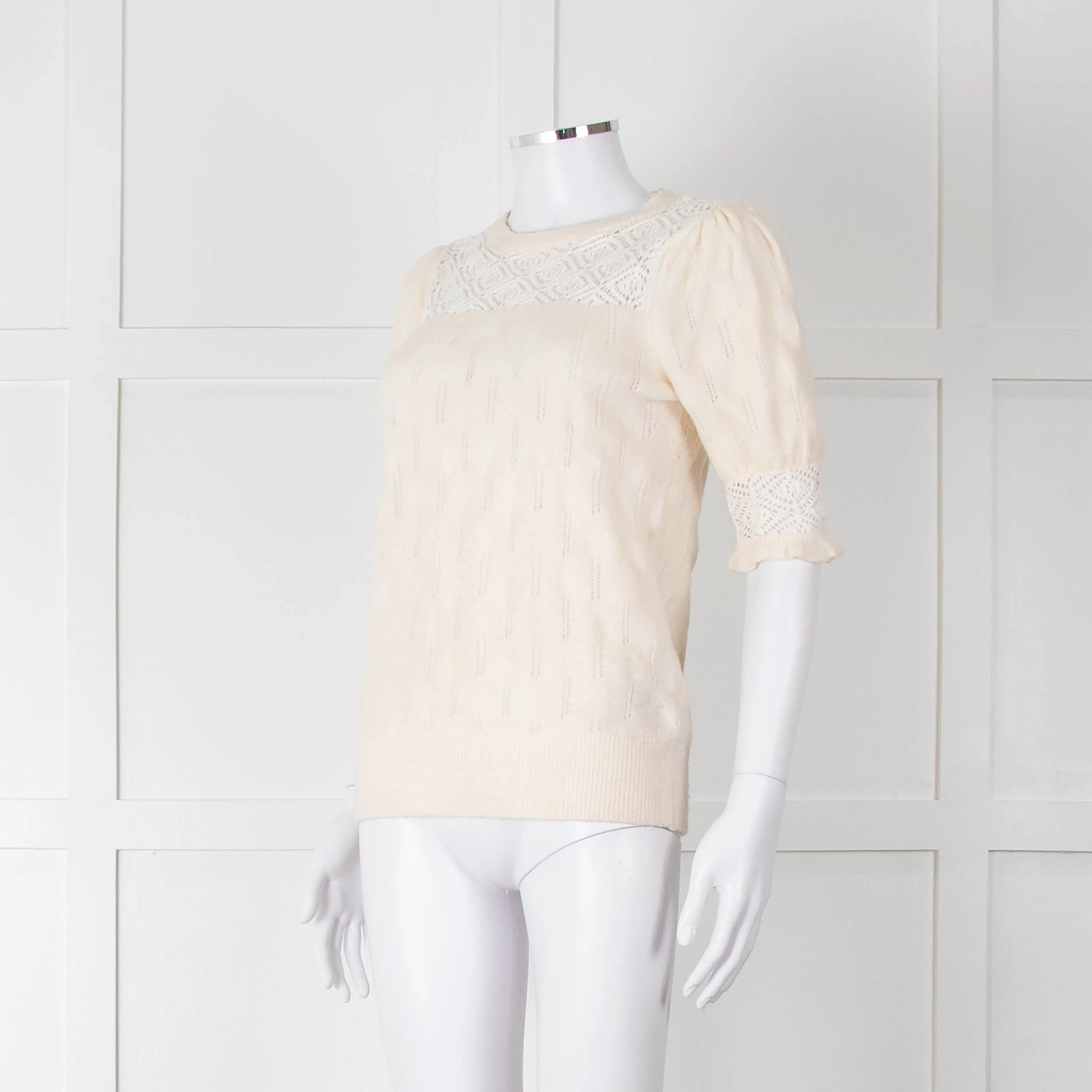YaYa Woman Cream Lace Yolk Shortsleeve Jumper - Image 8