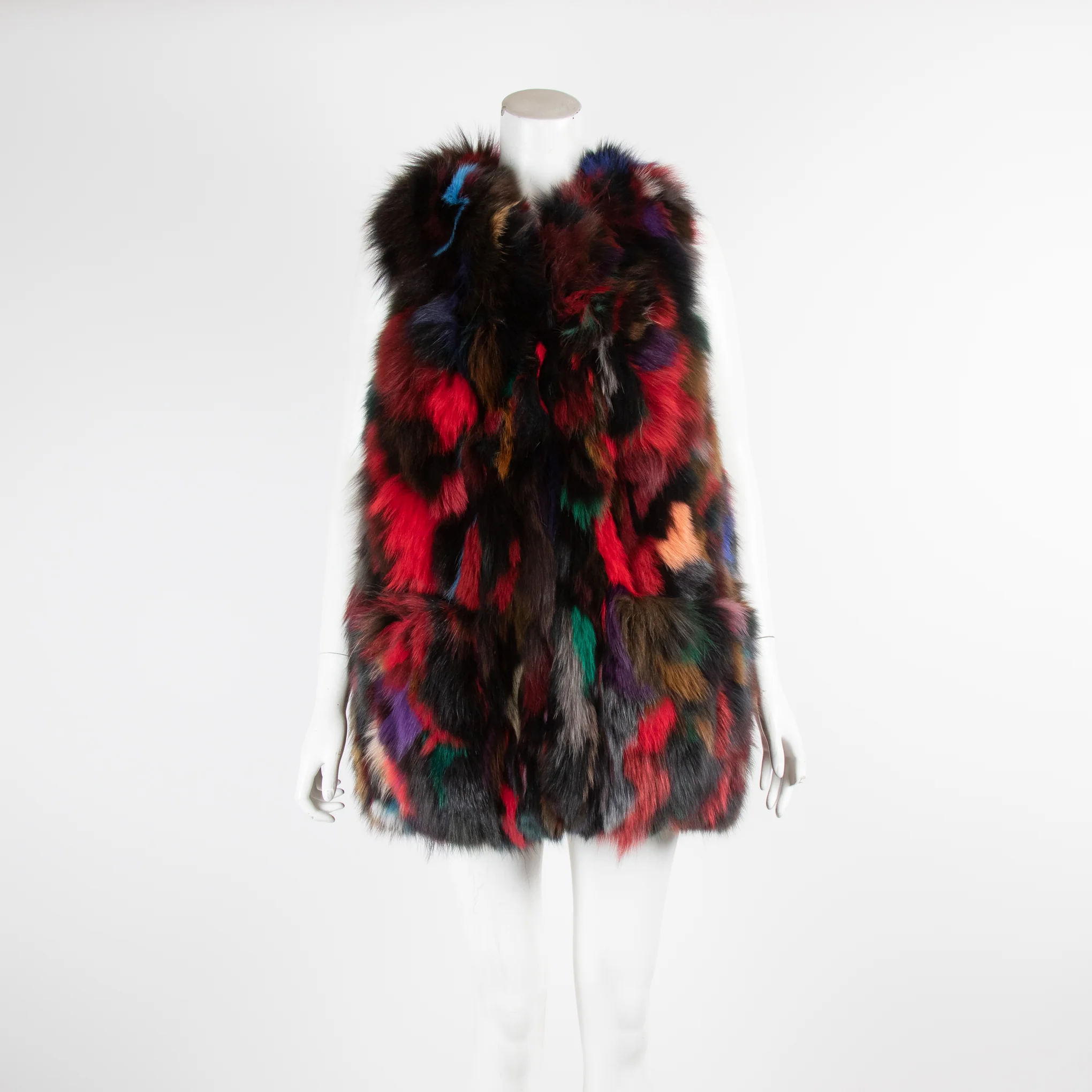 Zadig And Voltaire Multi Coloured Faux Fur Long Gilet