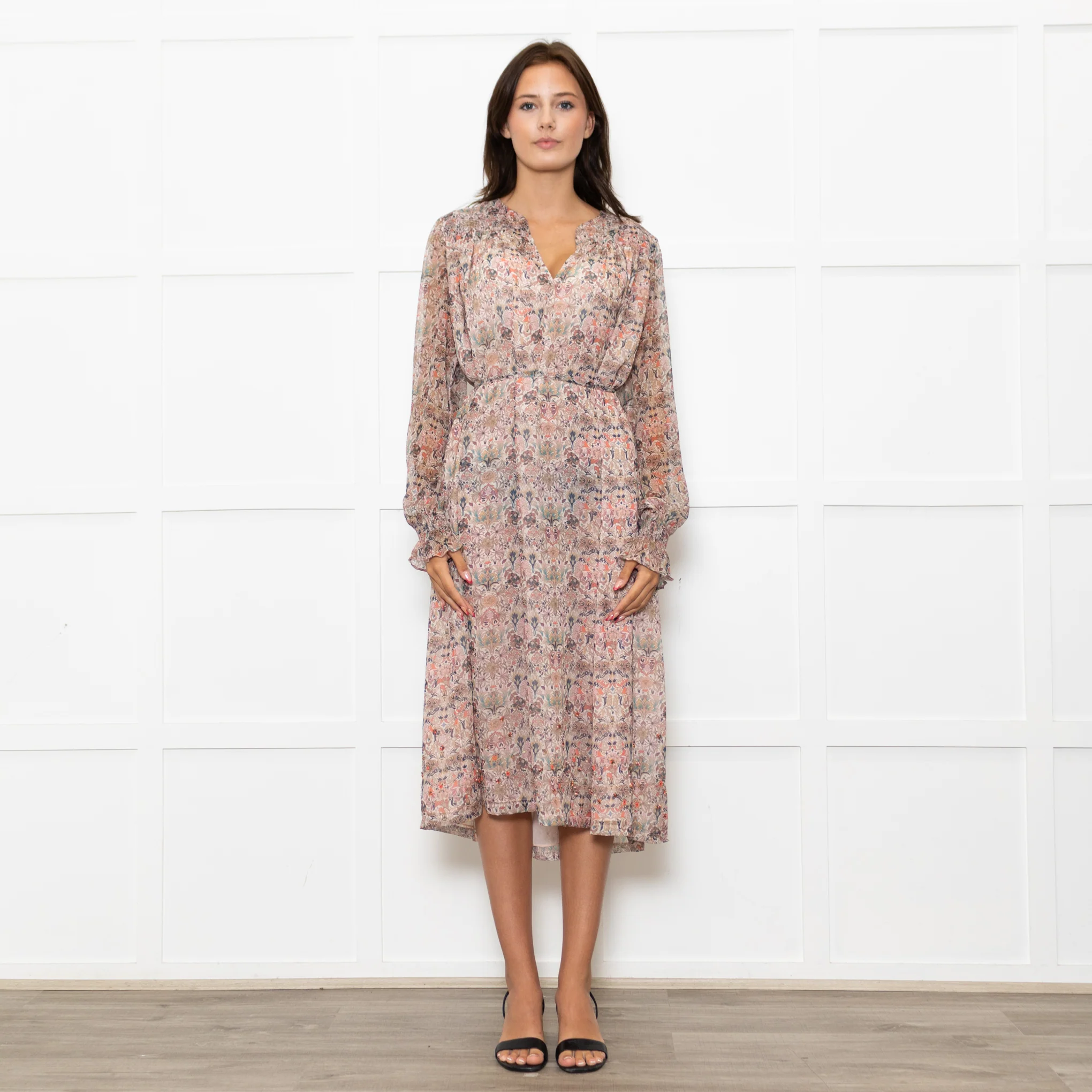 Zadig & Voltaire Pale Pink Multi Floral Oversized Belted Dress