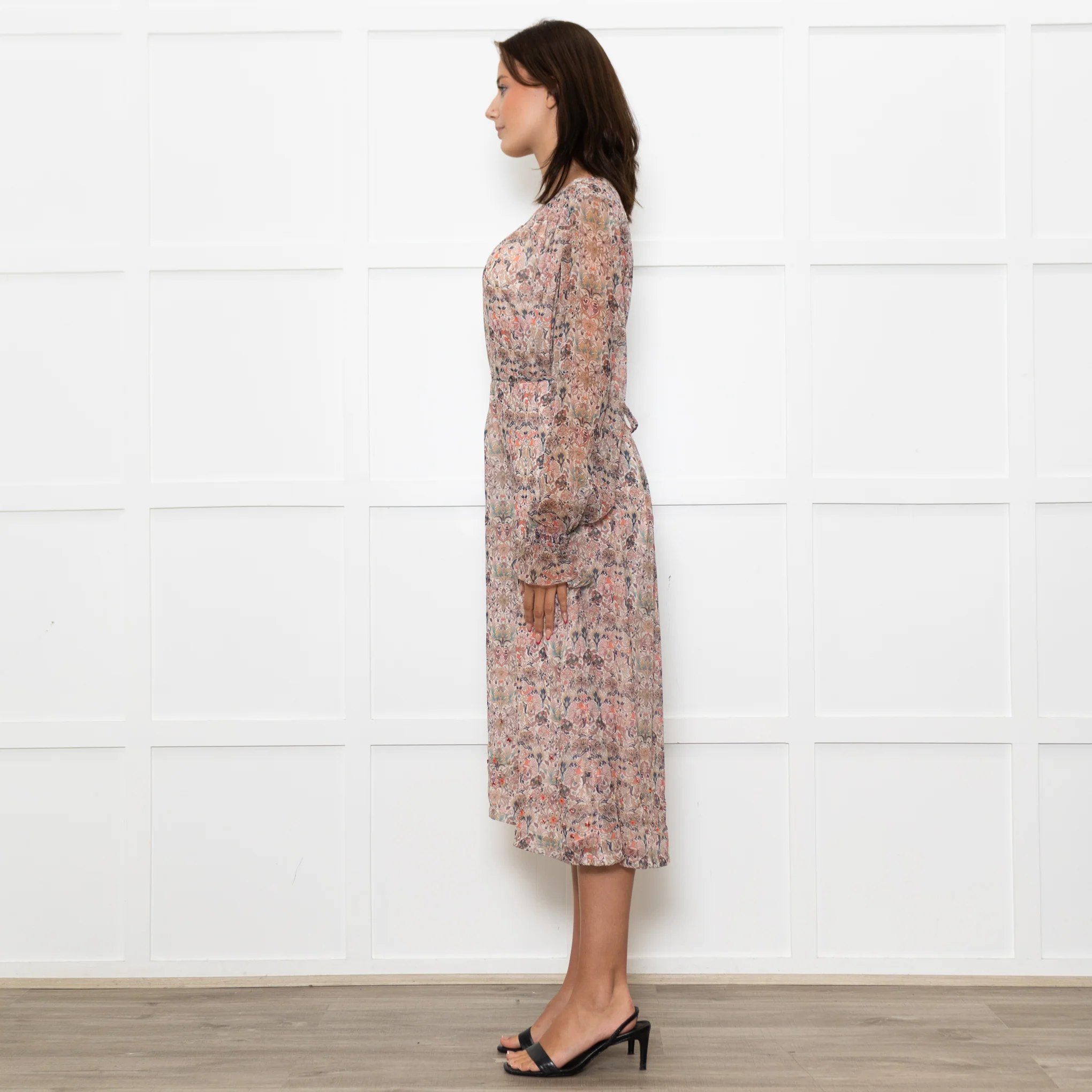Zadig & Voltaire Pale Pink Multi Floral Oversized Belted Dress - Image 3