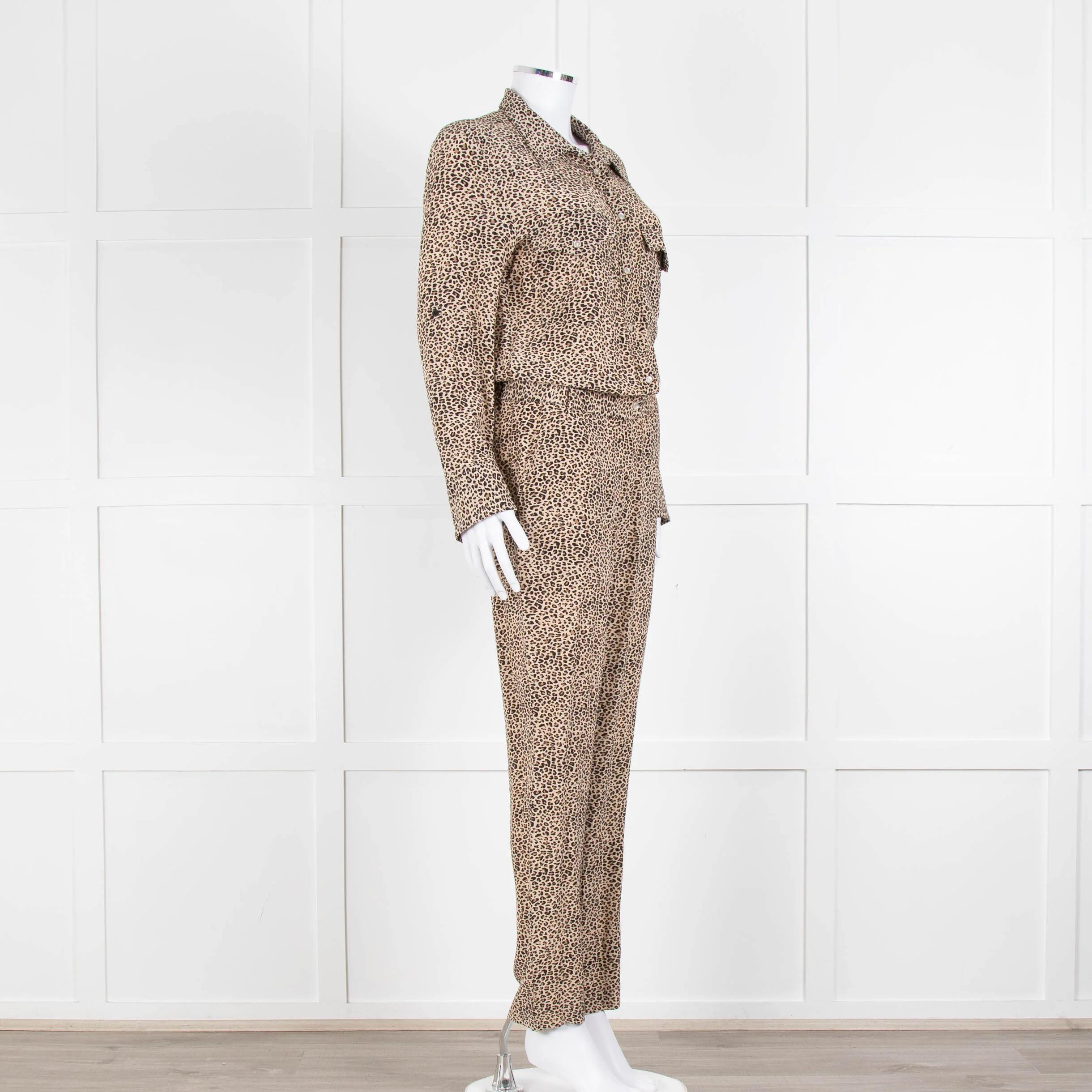 Zadig & Voltaire Preloved Beige Animal Print Long Sleeve Jumpsuit - Image 2