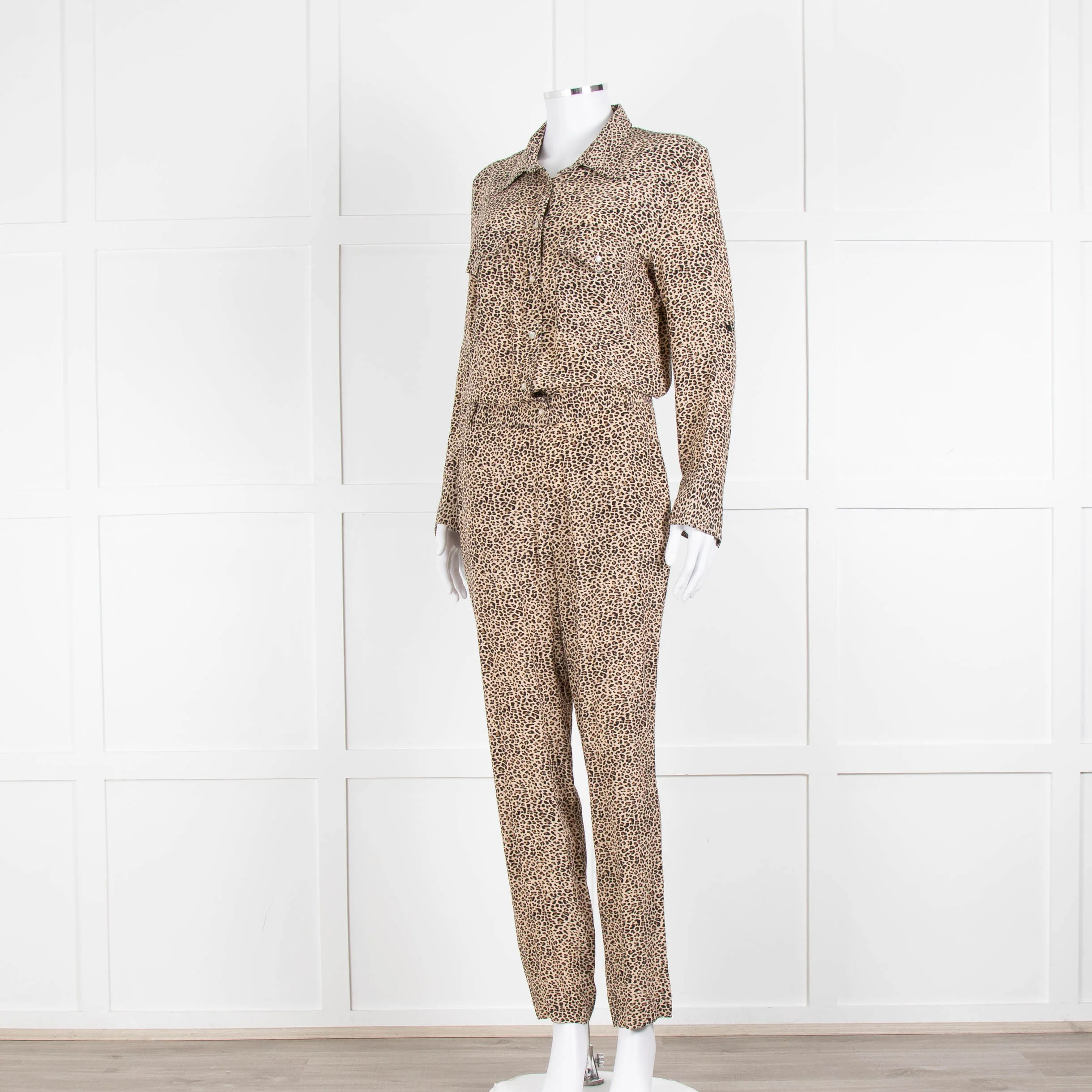 Zadig & Voltaire Preloved Beige Animal Print Long Sleeve Jumpsuit - Image 8