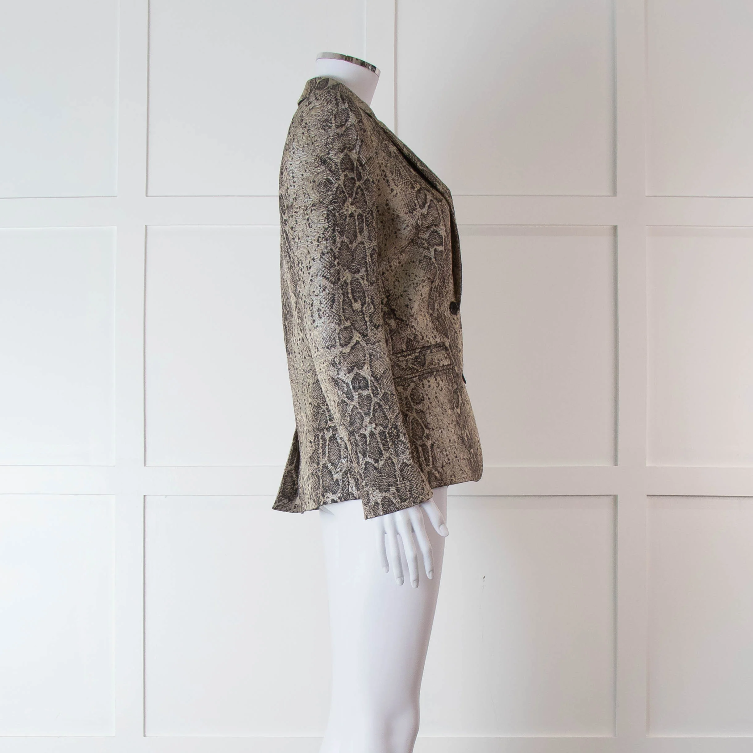 Zadig & Voltaire Beige Brown Silver Snake Print Jacquard Blazer Jacket - Image 3