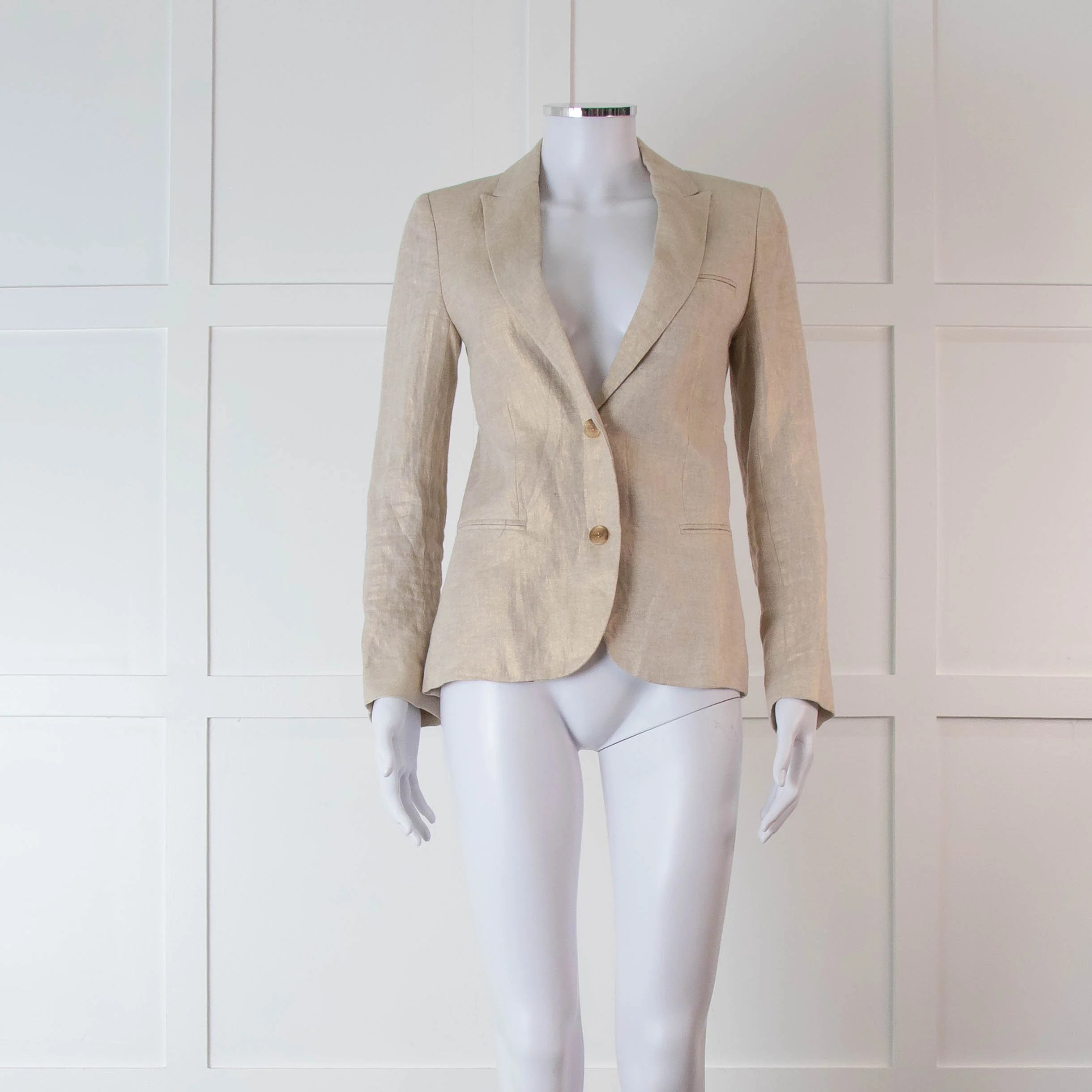 Zadig & Voltaire Preloved Beige Gold Linen Diamante Skull Blazer Jacket