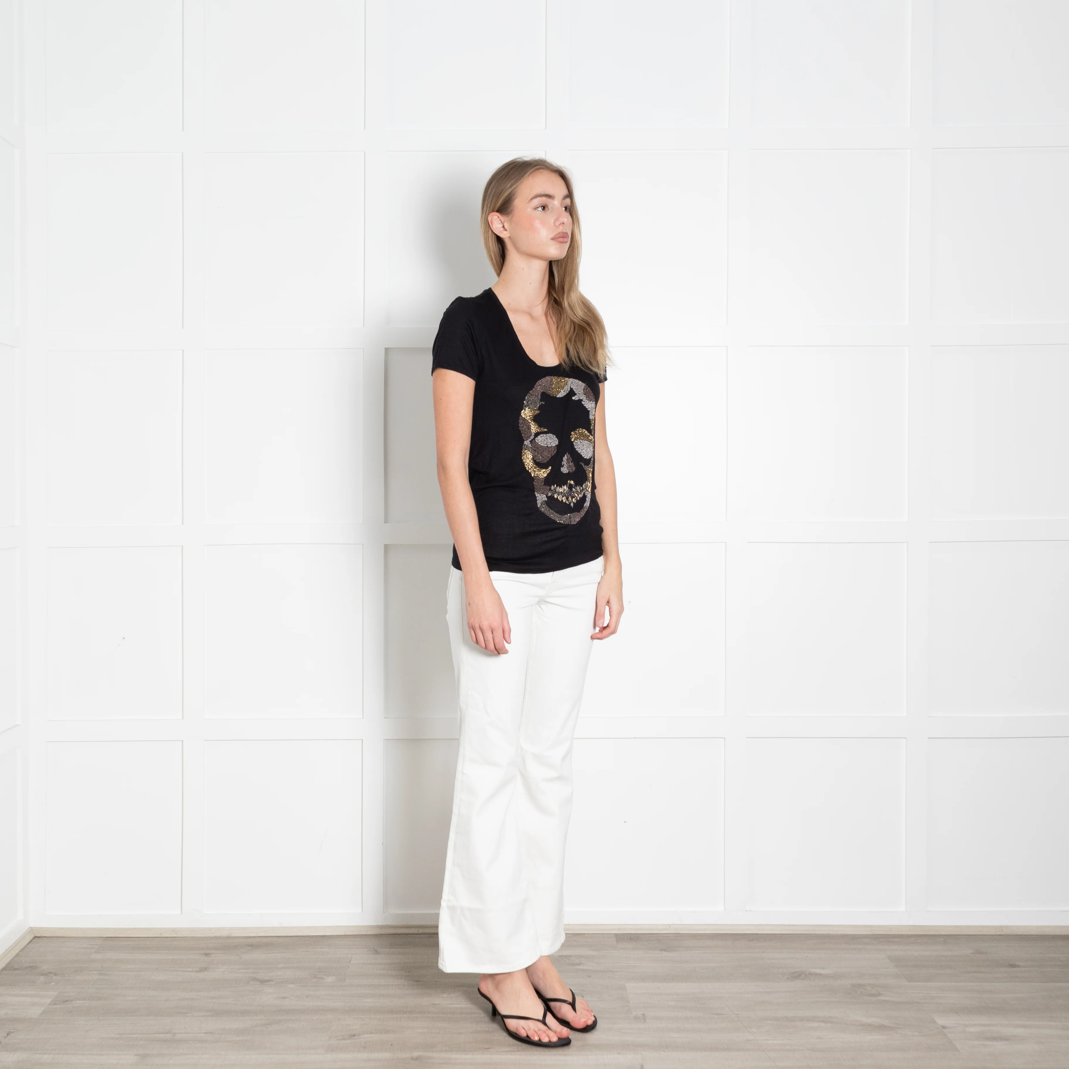 Zadig & Voltaire Black Beaded Skull T-Shirt - Image 7