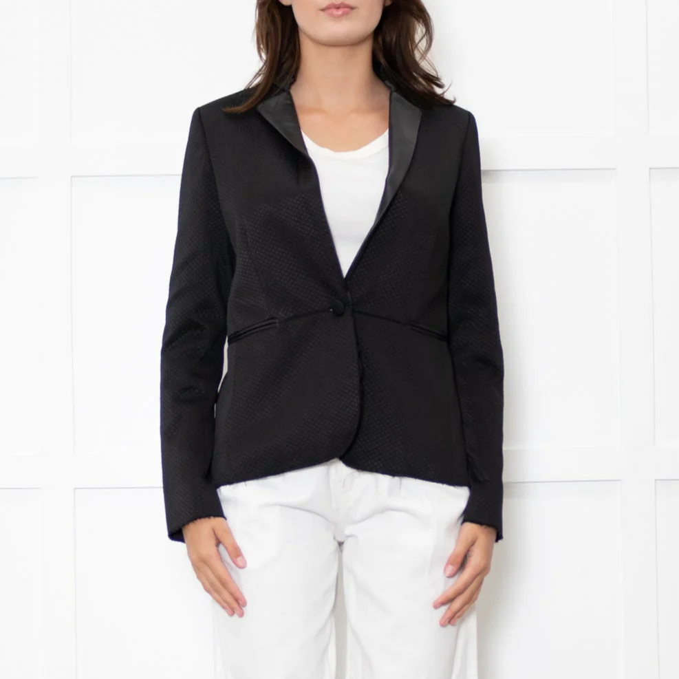 Zadig & Voltaire Preloved  Black Leather Trim Raw Edge Blazer Jacket - Image 2