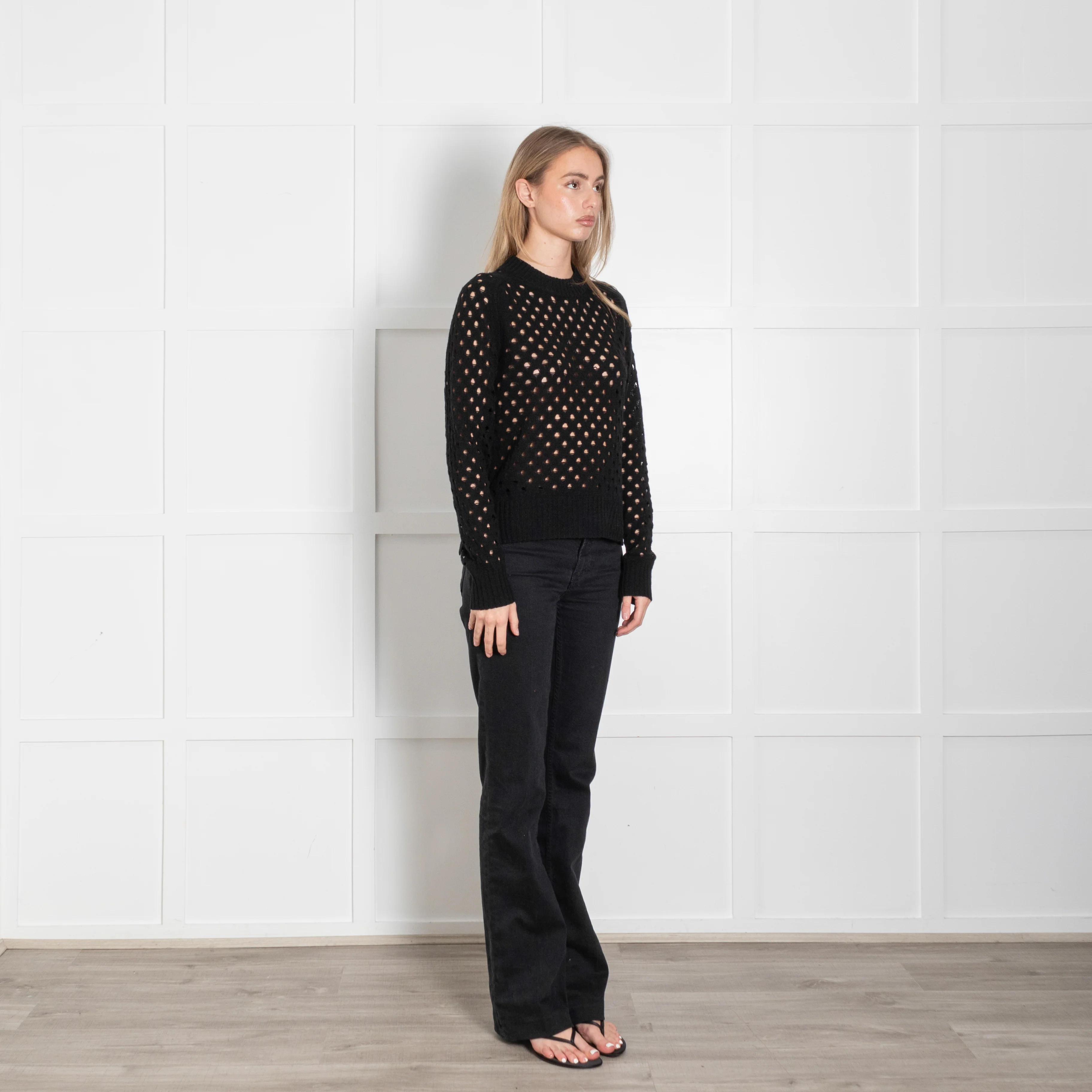 Zadig & Voltaire Preloved Black Open Knit Cashmere Knit Sweater - Image 7