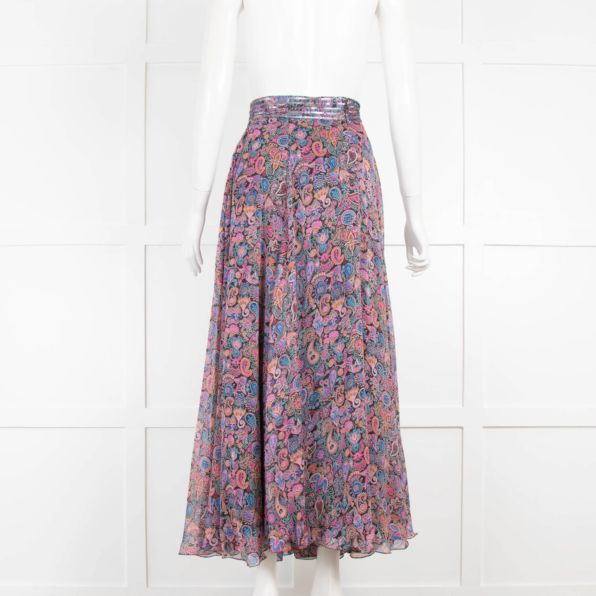 Zadig & Voltaire Black Pink Paisley Print Maxi Skirt - Image 3