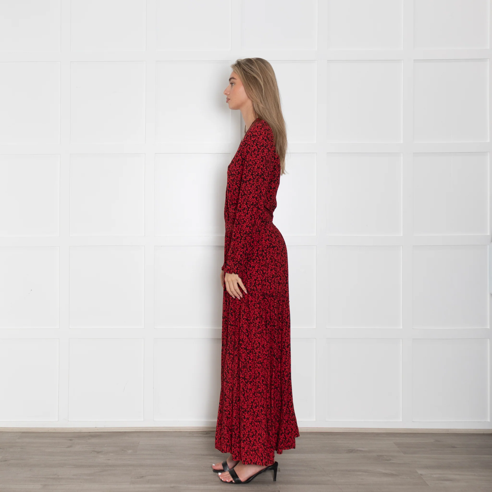 Zadig & Voltaire Preloved  Black Red Floral Maxi Dress - Image 4