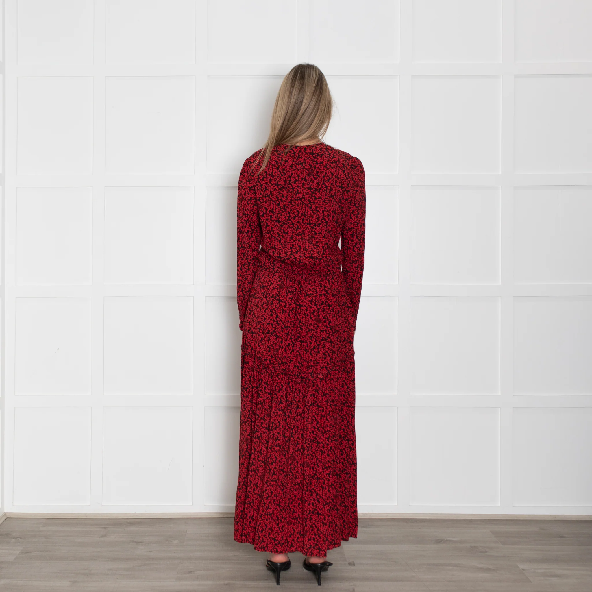 Zadig & Voltaire Preloved  Black Red Floral Maxi Dress - Image 5
