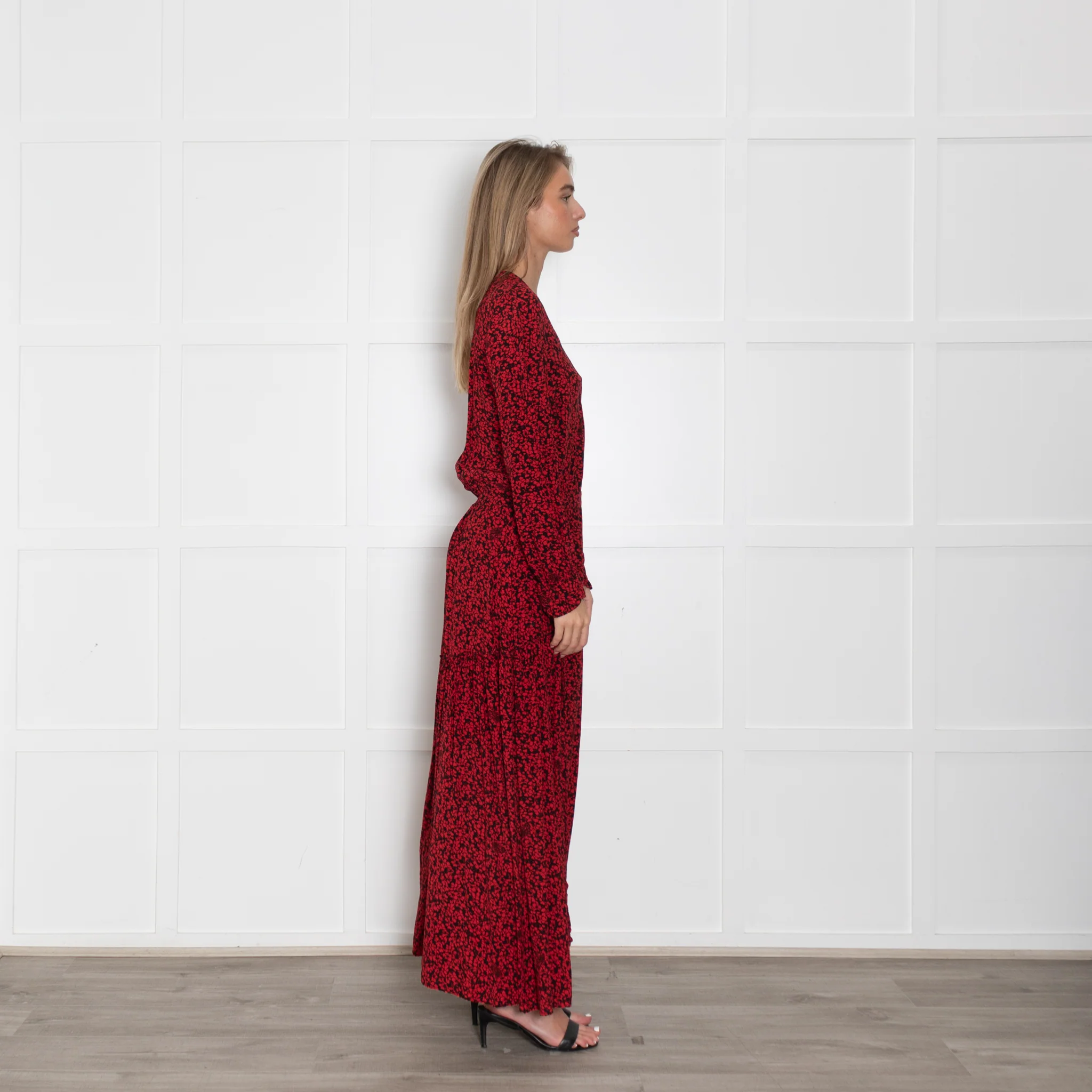 Zadig & Voltaire Preloved  Black Red Floral Maxi Dress - Image 6
