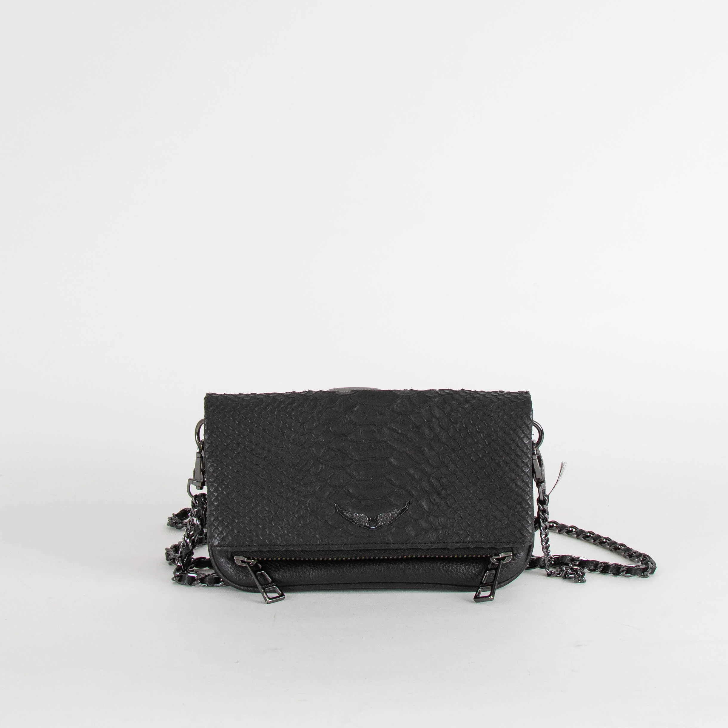 Zadig & Voltaire Preloved Black Rock Nano Savage Clutch Bag