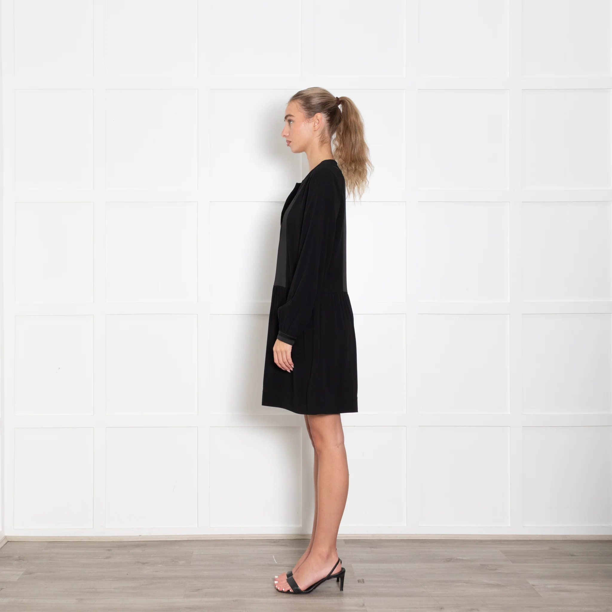 Zadig & Voltaire Preloved Black Satin Bib Front Mini Dress - Image 4