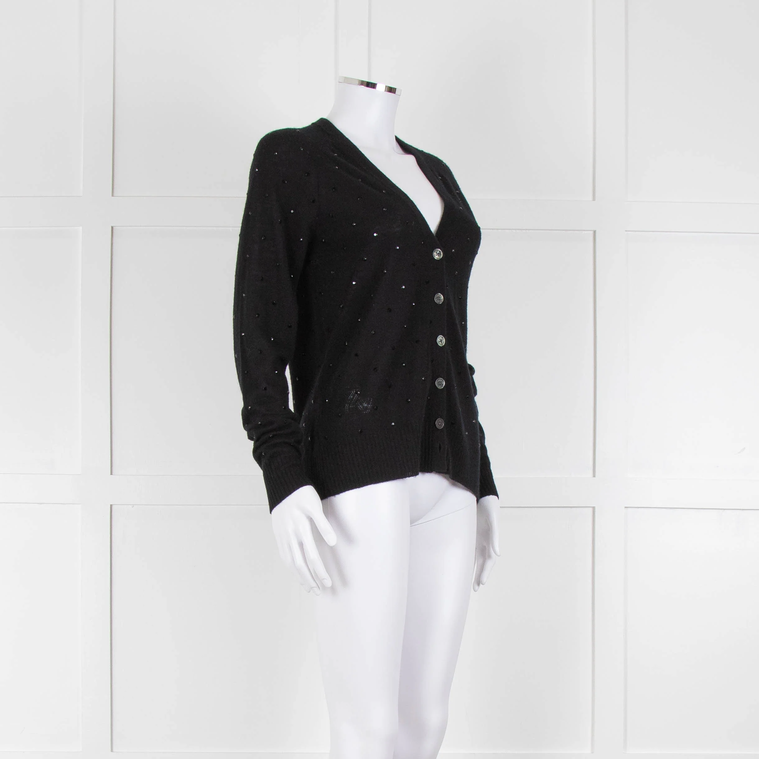 Zadig & Voltaire Black Studded Cashmere Fine Knit Cardigan - Image 2