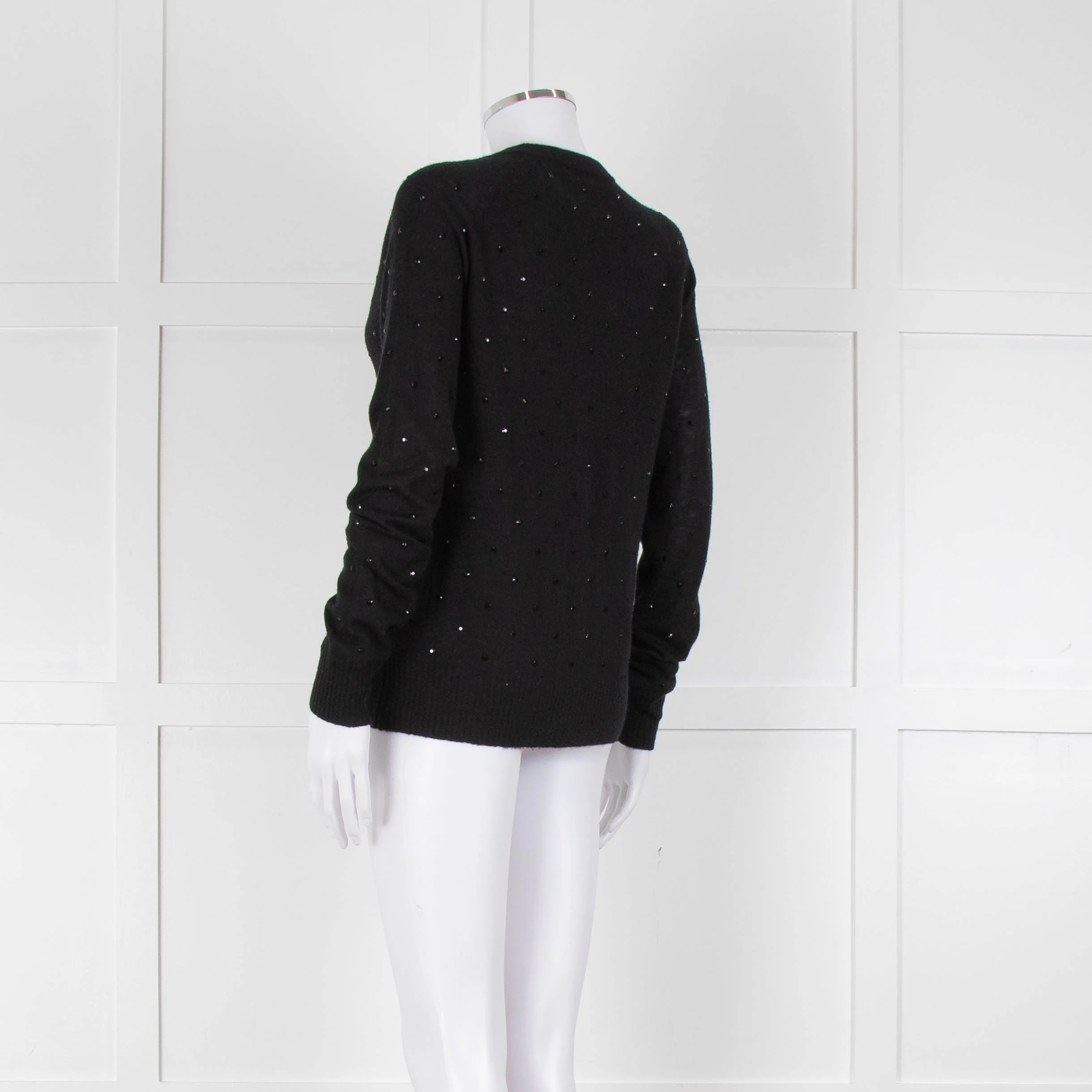 Zadig & Voltaire Black Studded Cashmere Fine Knit Cardigan - Image 6