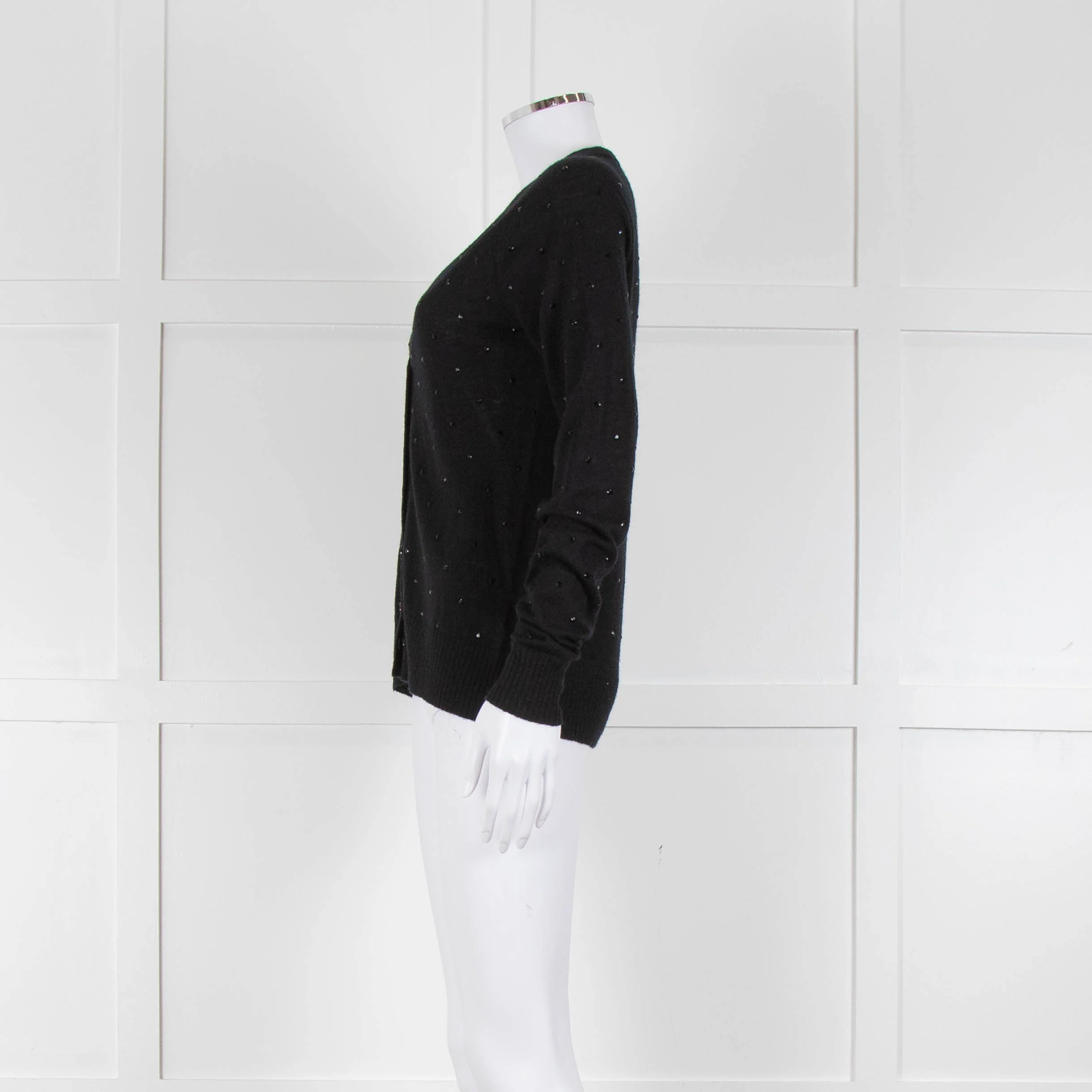 Zadig & Voltaire Black Studded Cashmere Fine Knit Cardigan - Image 7